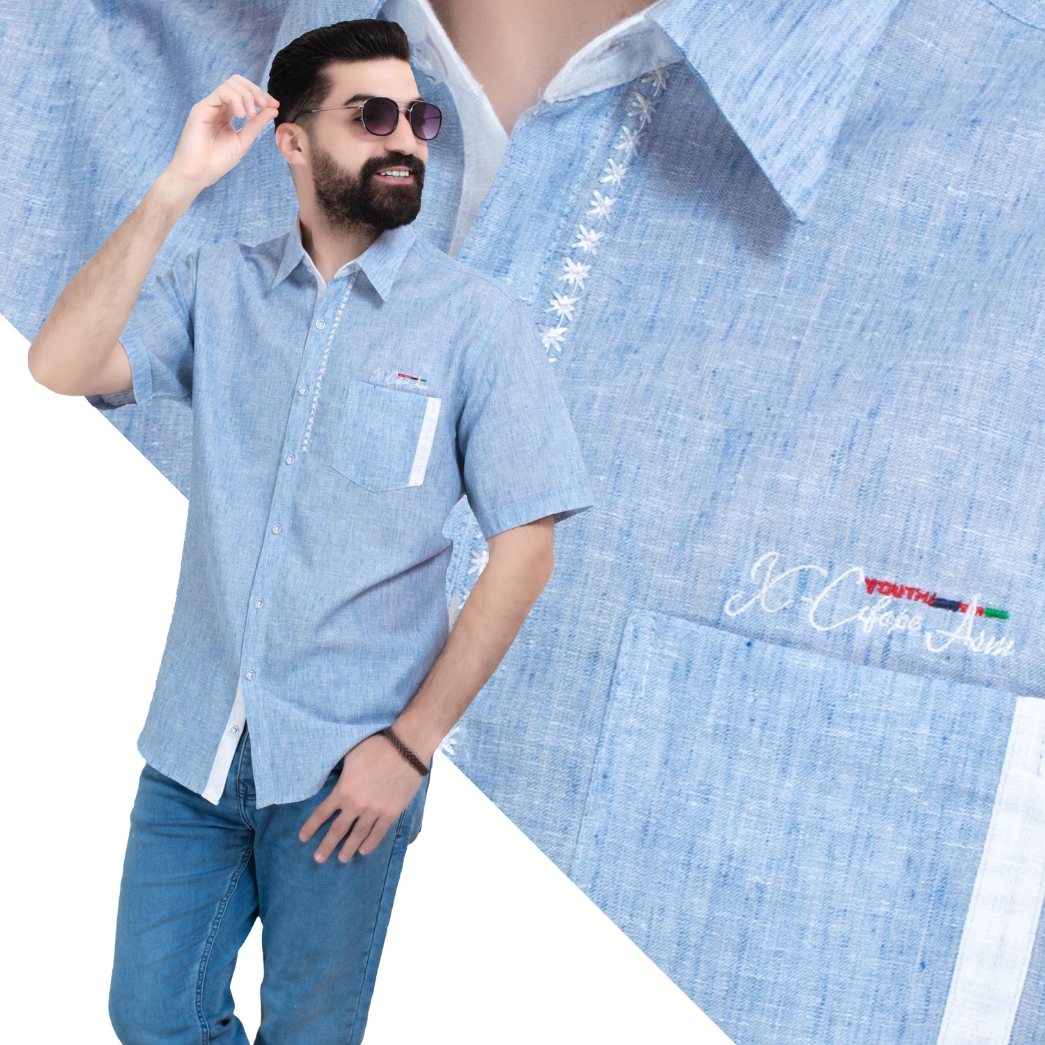 قميص نص كم -  ["Half-Sleeve","Half-Sleeve-Shirt","linen","Men's-Shirt","\u0642\u0637\u0646","\u0642\u0645\u064a\u0635 \u0646\u0635 \u0643\u0645","\u0642\u0645\u064a\u0635-\u0631\u062c\u0627\u0644\u064a","\u0643\u062a\u0627\u0646"] - 26SM-62-10-9-قميص نص كم كتان  - Pukkastyle تسوق ملابس رجالي اونلاين - Online shopping Men's Clothes
