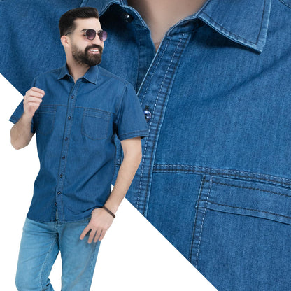 قميص نص كم -  ["Half-Sleeve","Half-Sleeve-Shirt","linen","Men's-Shirt","\u0642\u0637\u0646","\u0642\u0645\u064a\u0635 \u0646\u0635 \u0643\u0645","\u0642\u0645\u064a\u0635-\u0631\u062c\u0627\u0644\u064a","\u0643\u062a\u0627\u0646"] - 26SM-65-10-179-قميص نص كم جينز  - Pukkastyle تسوق ملابس رجالي اونلاين - Online shopping Men's Clothes
