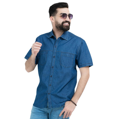قميص نص كم -  ["Half-Sleeve","Half-Sleeve-Shirt","linen","Men's-Shirt","\u0642\u0637\u0646","\u0642\u0645\u064a\u0635 \u0646\u0635 \u0643\u0645","\u0642\u0645\u064a\u0635-\u0631\u062c\u0627\u0644\u064a","\u0643\u062a\u0627\u0646"] - 26SM-65-10-179-قميص نص كم جينز  - Pukkastyle تسوق ملابس رجالي اونلاين - Online shopping Men's Clothes