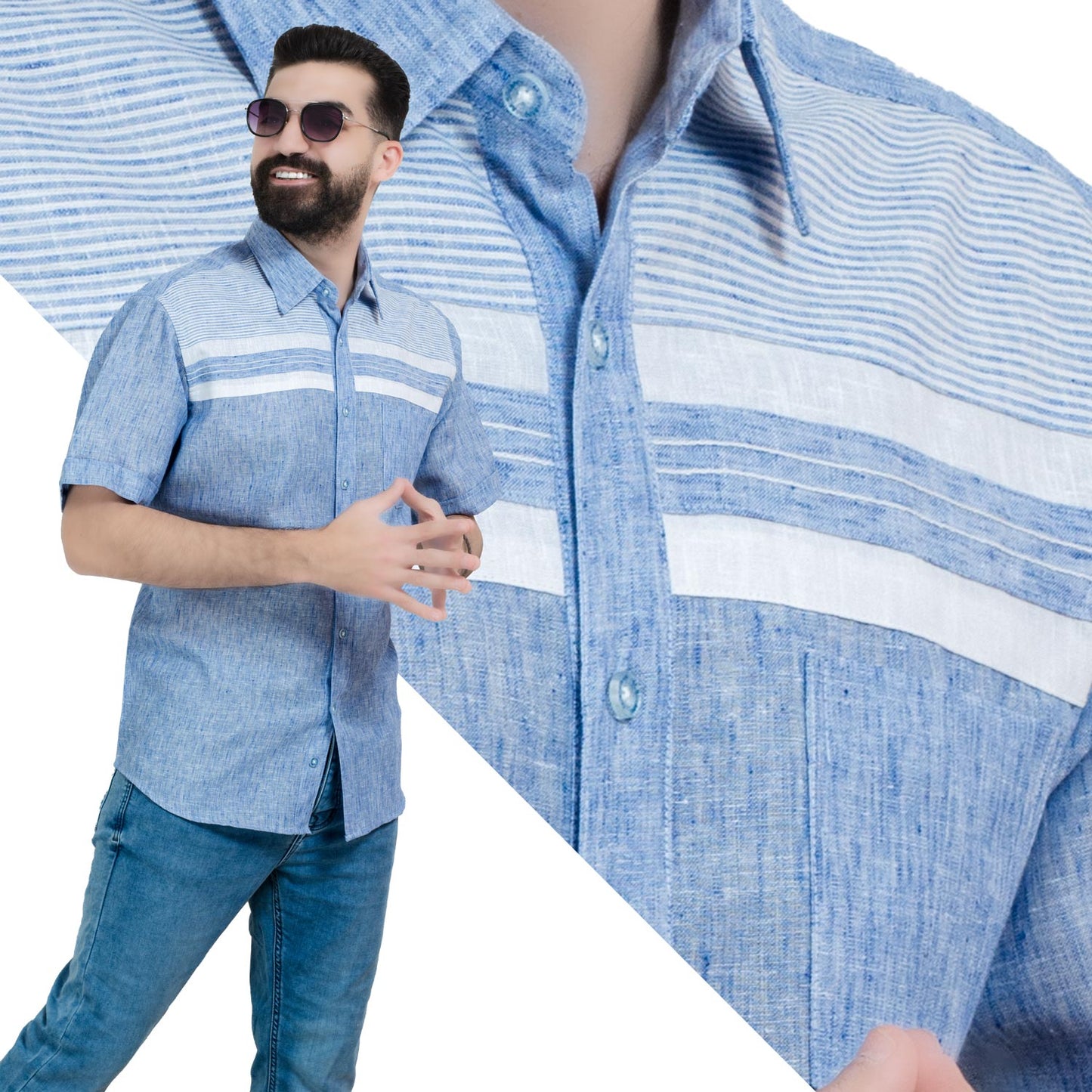 قميص نص كم -  ["Half-Sleeve","Half-Sleeve-Shirt","linen","Men's-Shirt","\u0642\u0637\u0646","\u0642\u0645\u064a\u0635 \u0646\u0635 \u0643\u0645","\u0642\u0645\u064a\u0635-\u0631\u062c\u0627\u0644\u064a","\u0643\u062a\u0627\u0646"] - 26SM-62-10-5-قميص نص كم كتان  - Pukkastyle تسوق ملابس رجالي اونلاين - Online shopping Men's Clothes