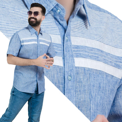 قميص نص كم -  ["Half-Sleeve","Half-Sleeve-Shirt","linen","Men's-Shirt","\u0642\u0637\u0646","\u0642\u0645\u064a\u0635 \u0646\u0635 \u0643\u0645","\u0642\u0645\u064a\u0635-\u0631\u062c\u0627\u0644\u064a","\u0643\u062a\u0627\u0646"] - 26SM-62-10-5-قميص نص كم كتان  - Pukkastyle تسوق ملابس رجالي اونلاين - Online shopping Men's Clothes