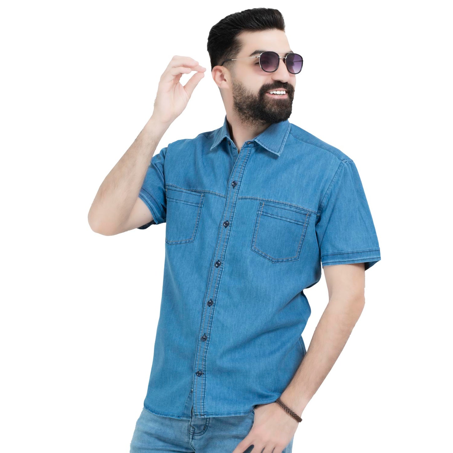 قميص نص كم -  ["Half-Sleeve","Half-Sleeve-Shirt","linen","Men's-Shirt","\u0642\u0637\u0646","\u0642\u0645\u064a\u0635 \u0646\u0635 \u0643\u0645","\u0642\u0645\u064a\u0635-\u0631\u062c\u0627\u0644\u064a","\u0643\u062a\u0627\u0646"] - 26SM-65-10-179-قميص نص كم جينز  - Pukkastyle تسوق ملابس رجالي اونلاين - Online shopping Men's Clothes