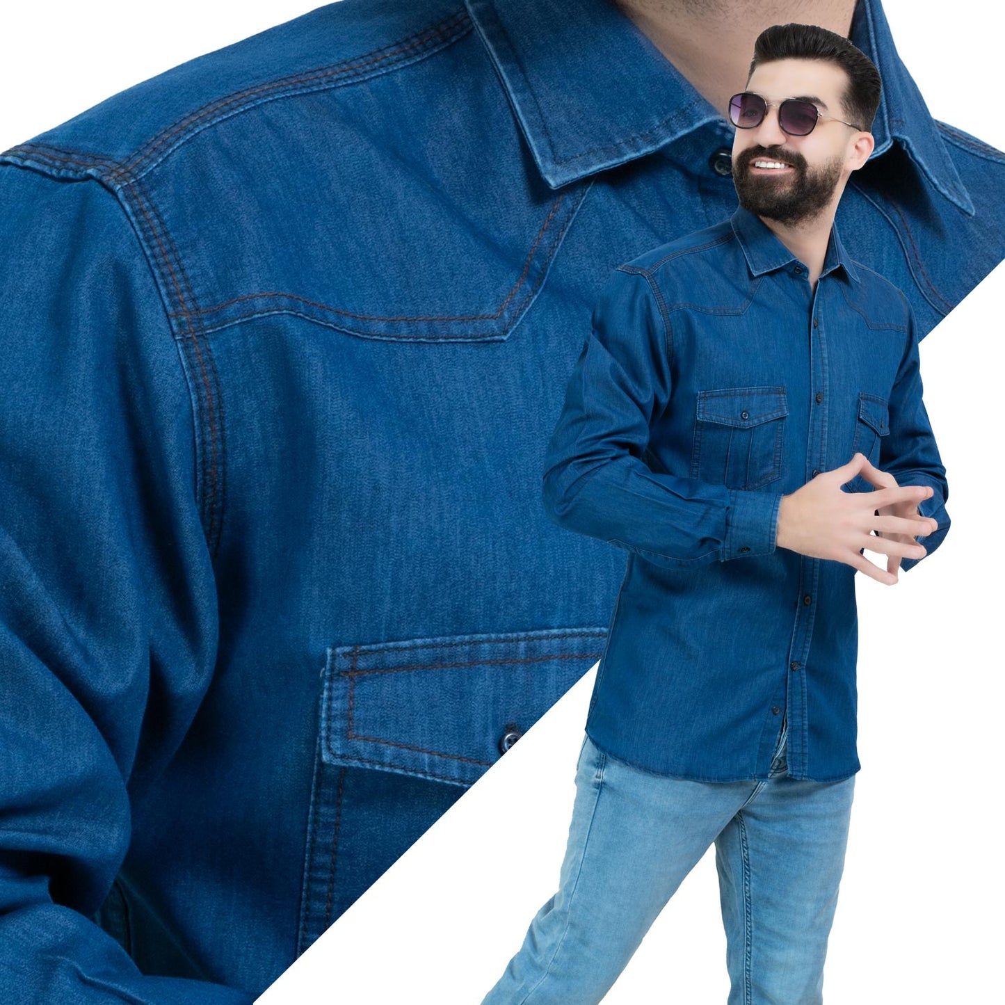 قميص كم طويل -  ["Check Shirt","Gabardine","Long-Sleeve-Shirt","\u062c\u0628\u0631\u062f\u064a\u0646","\u0642\u0645\u064a\u0635 \u0643\u0645 \u0637\u0648\u064a\u0644","\u0643\u0627\u0631\u0648\u0647\u0627\u062a"] - 26GM-65-7-102-قميص جينز باكمام طويلة  - Pukkastyle تسوق ملابس رجالي اونلاين - Online shopping Men's Clothes