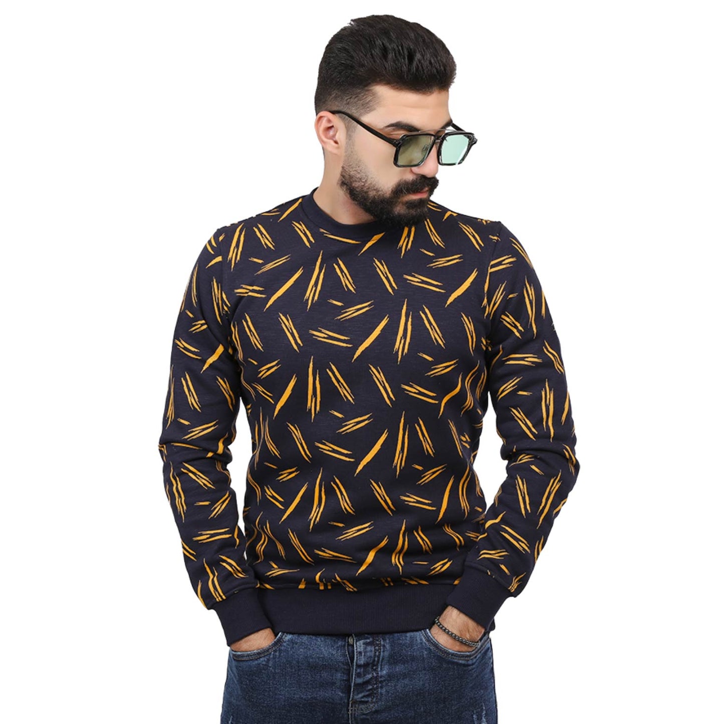 Men's clothing 21WM-1-2-5-4-سويت شيرت روند ميلتون قطن مطبوع SweatShirt, سويت شيرت  Pukkastyle ملابس رجالي