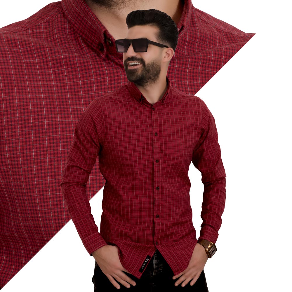 23SM-31-7-702-6-قميص قطن بأكمام طويله كاروه Check Shirt, Long-Sleeve-Shirt, قميص كم طويل, كاروهات رجالي, Pukkastyle