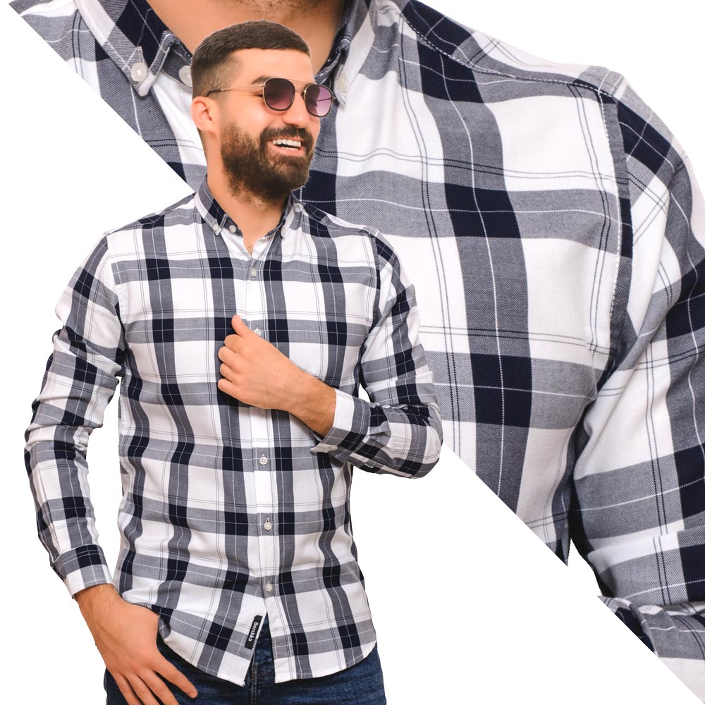 Men's clothing 23GM-31-7-708-17-قميص قطن كاروه باكمام طويله Check Shirt, Long-Sleeve-Shirt, قميص كم طويل, كاروهات  Pukkastyle ملابس رجالي