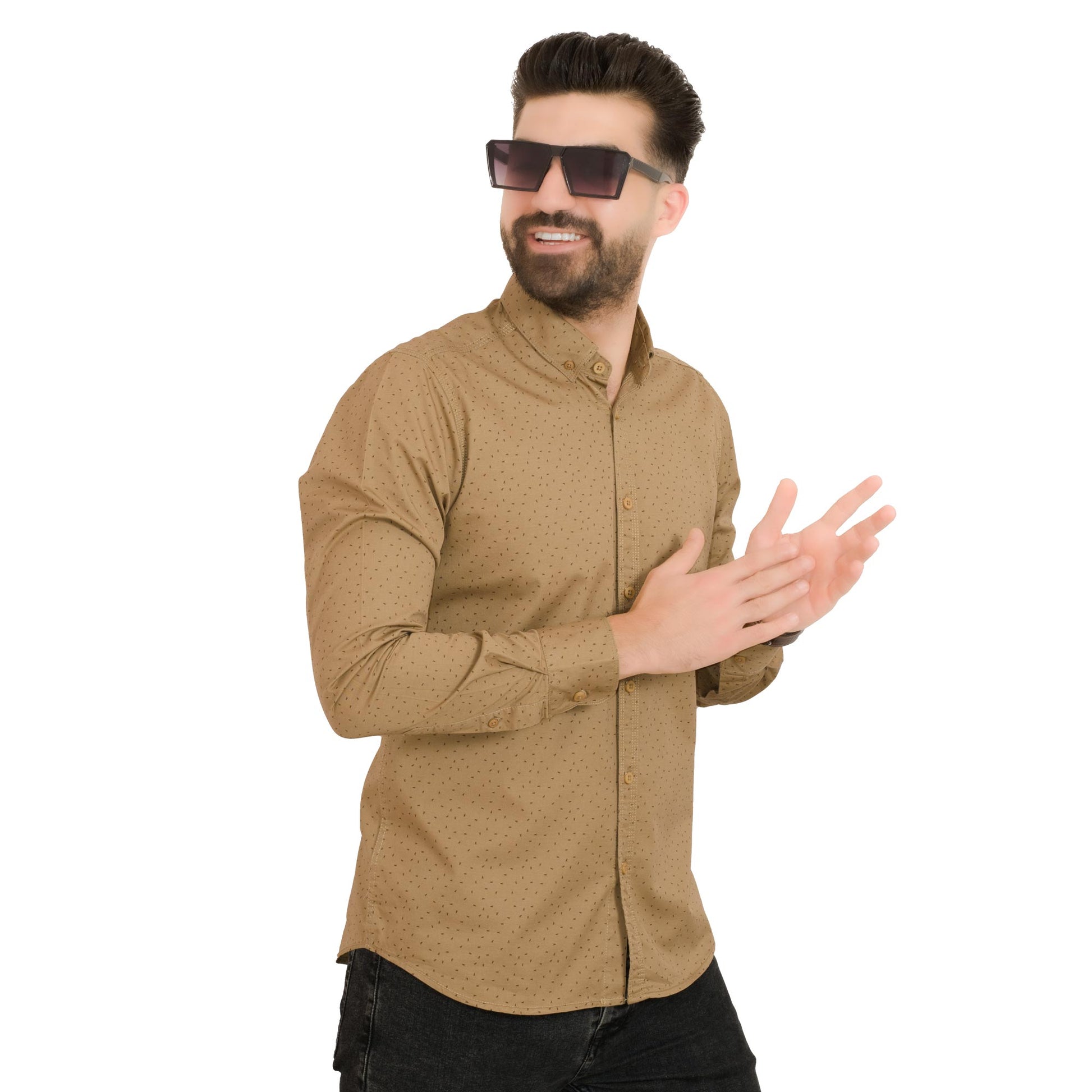 Men's clothing 23GM-19-7-SH20652-24-قميص باكمام طويله قطن منقوش last, Long-Sleeve-Shirt, قميص كم طويل  Pukkastyle ملابس رجالي