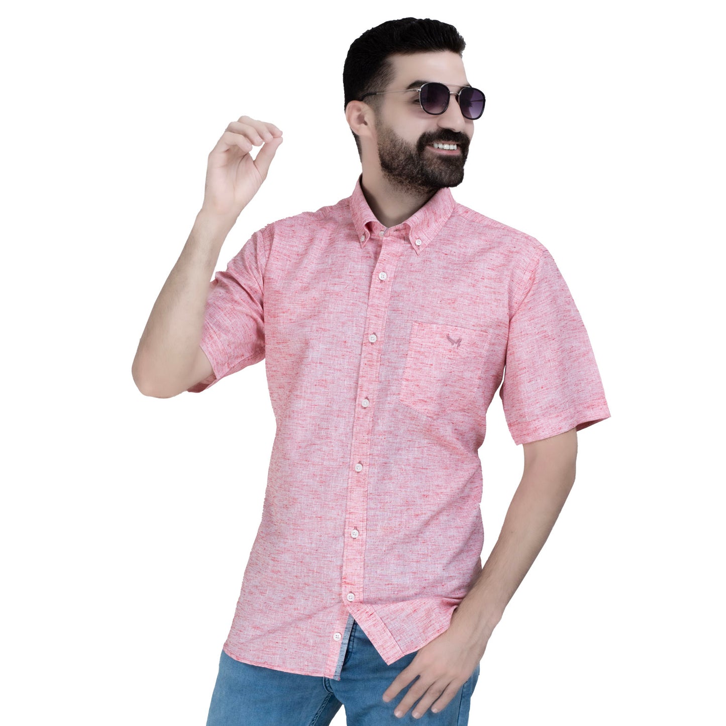 26SM-44-10-227-قميص نص كم كتان
