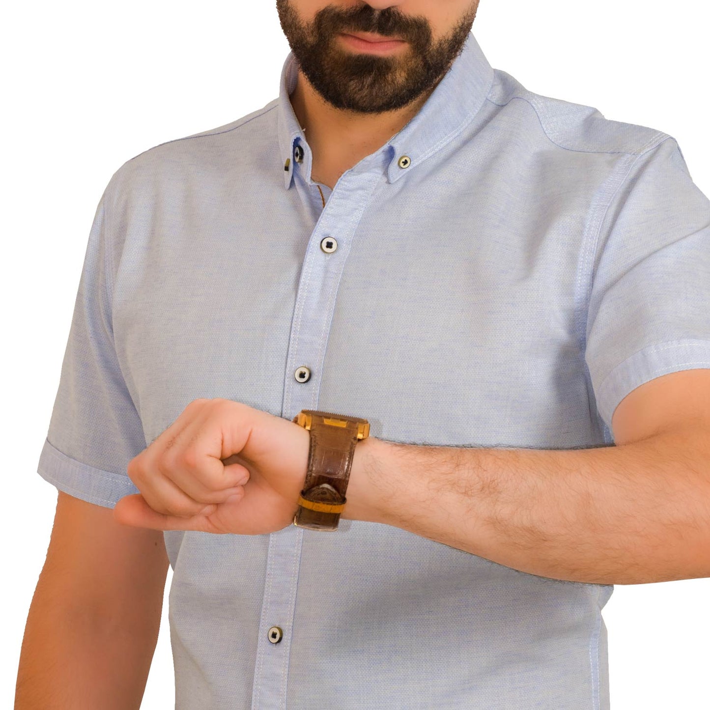 Men's clothing 23SM-30-10-S4-قميص نص كم مستورد ساده Half-Sleeve-Shirt, قميص نص كم  Pukkastyle ملابس رجالي