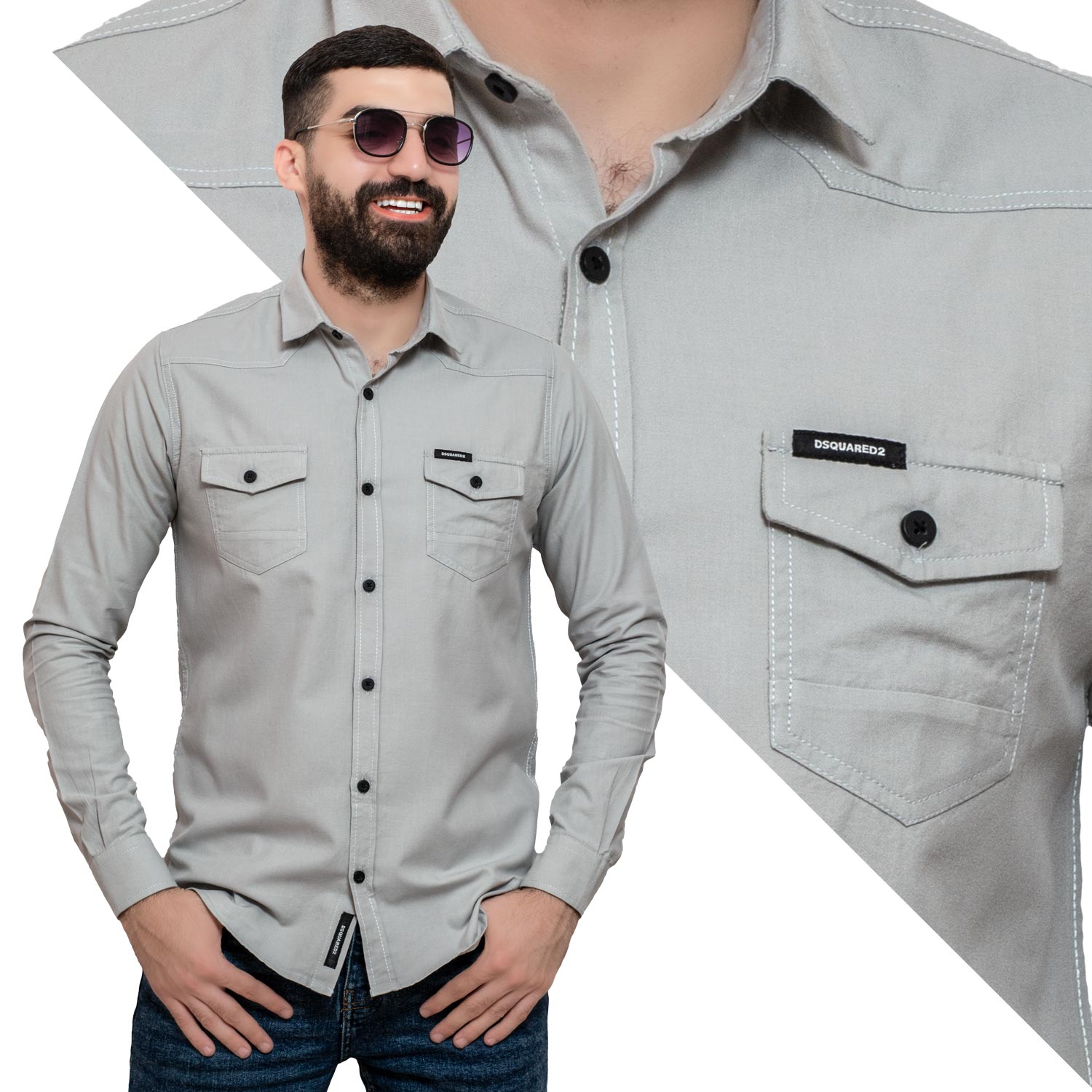 قميص كم طويل -  ["Check Shirt","Gabardine","Long-Sleeve-Shirt","\u062c\u0628\u0631\u062f\u064a\u0646","\u0642\u0645\u064a\u0635 \u0643\u0645 \u0637\u0648\u064a\u0644","\u0643\u0627\u0631\u0648\u0647\u0627\u062a"] - 23GM-31-7-504-قميص جبردين باكمام طويله  - Pukkastyle تسوق ملابس رجالي اونلاين - Online shopping Men's Clothes