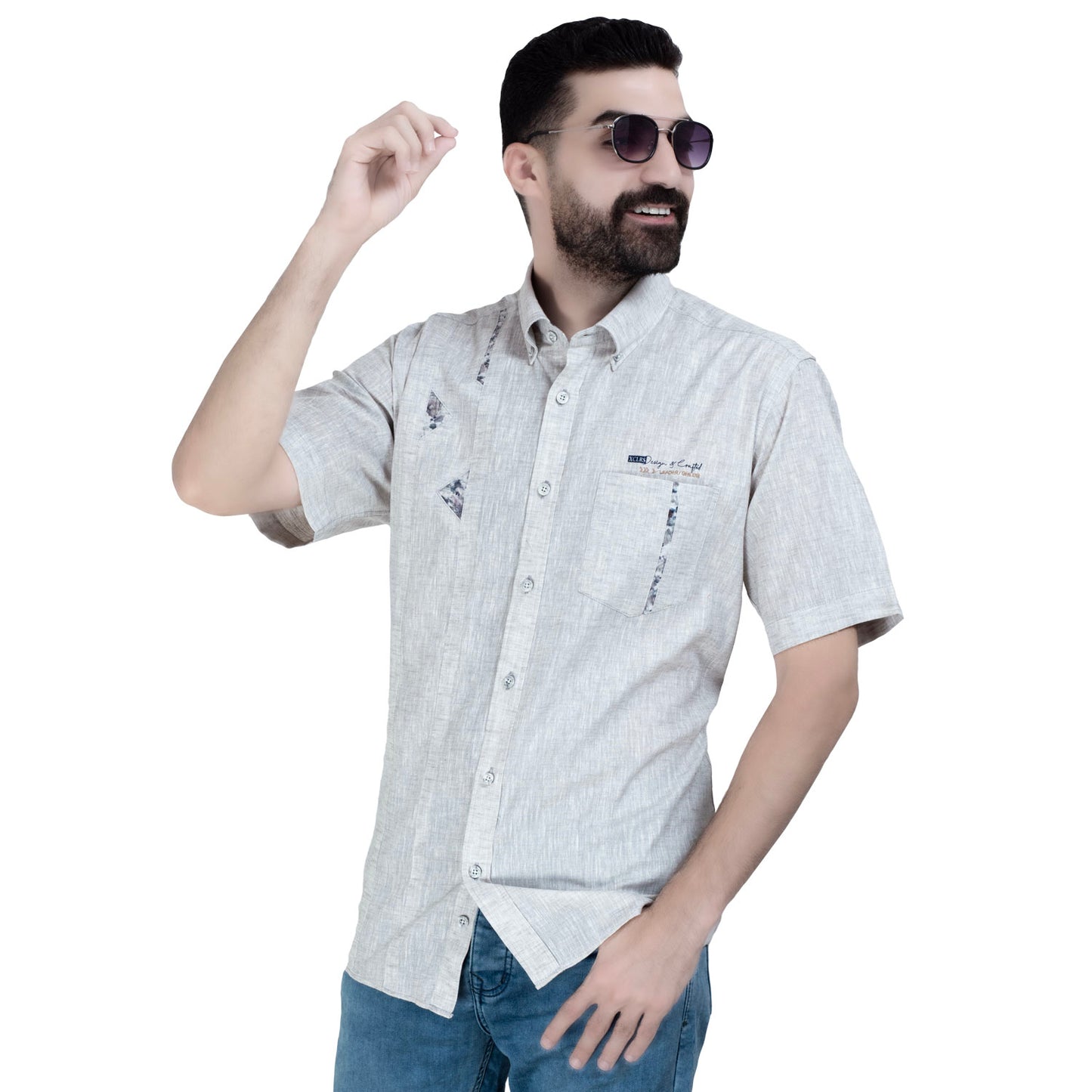 26SM-44-10-280-قميص نص كم كتان