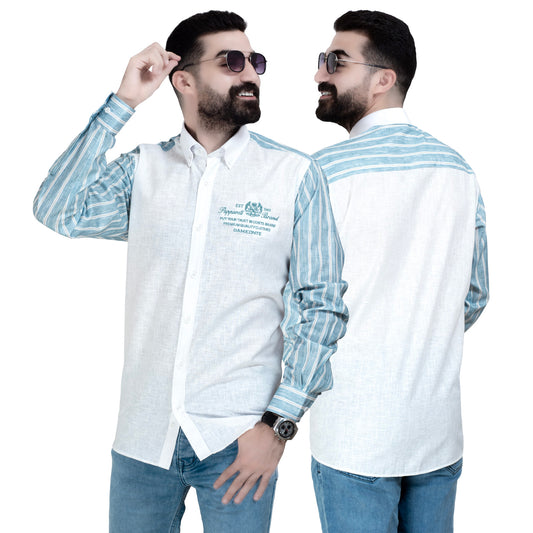 26GM-44-7-265-قميص كم كتان مقلم