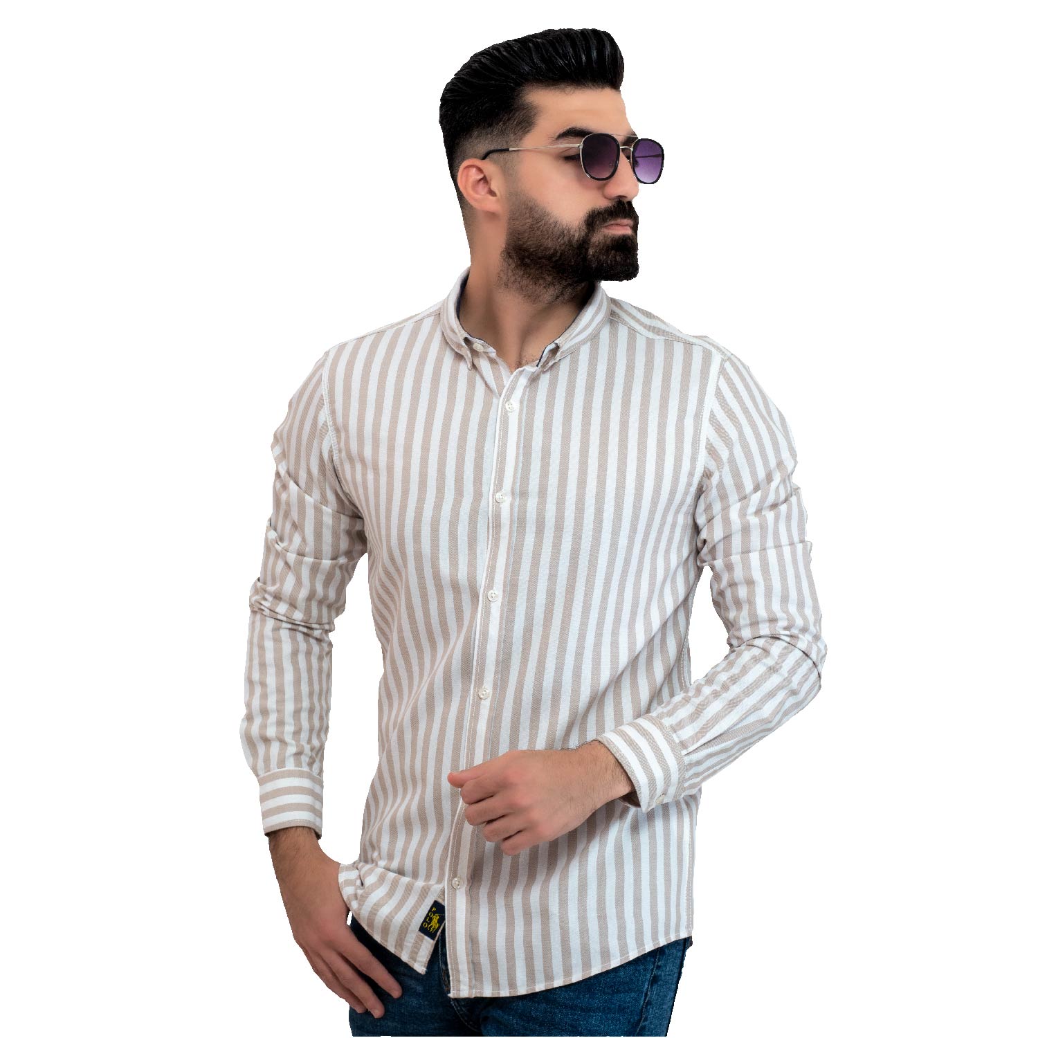 Men's clothing 24GM-31-7-2017-20-قميص مقلم – قطن – بأكمام طويله linen, Long-Sleeve-Shirt, Plain Shirt, ساده, قميص ساده, قميص كم طويل, كتان  Pukkastyle ملابس رجالي