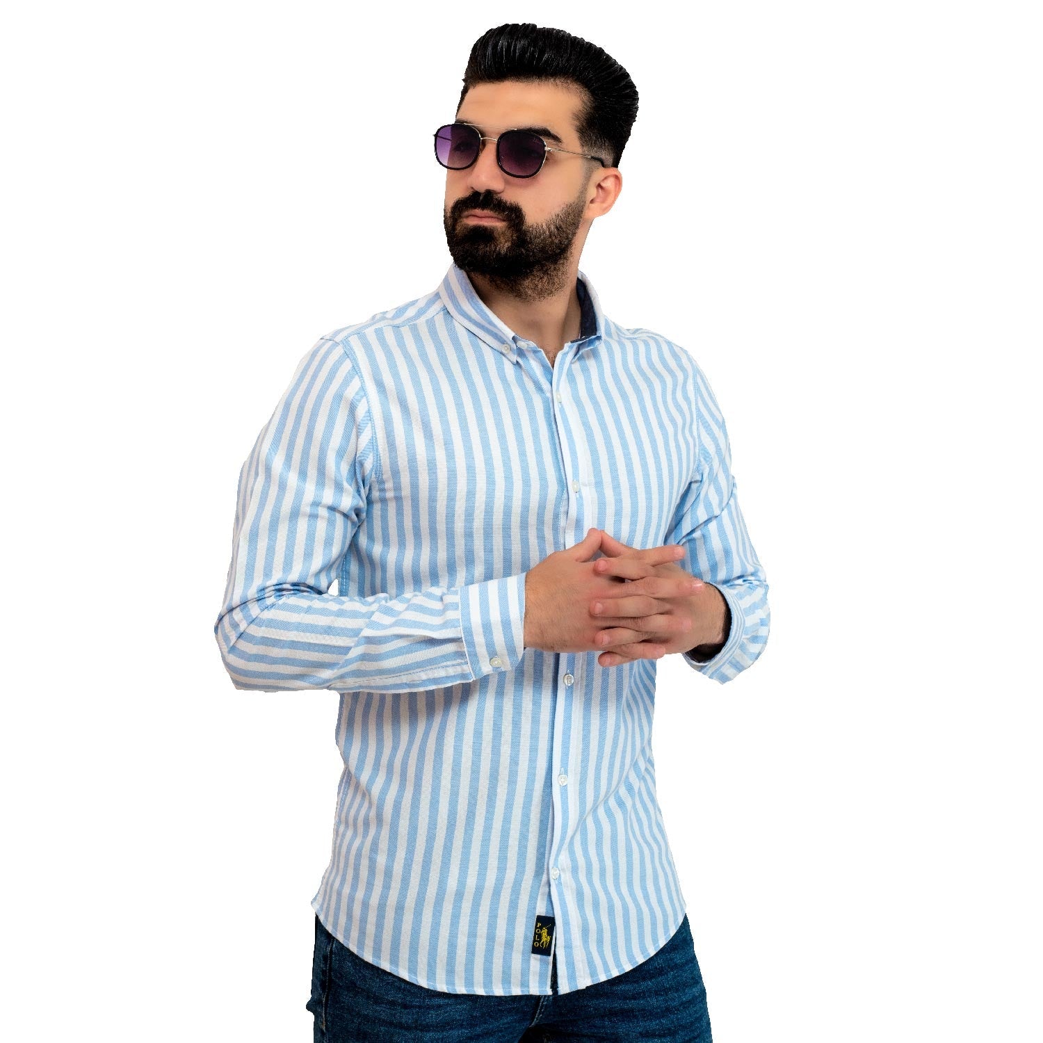 قميص كم طويل -  ["linen","Long-Sleeve-Shirt","Plain Shirt","\u0633\u0627\u062f\u0647","\u0642\u0645\u064a\u0635 \u0633\u0627\u062f\u0647","\u0642\u0645\u064a\u0635 \u0643\u0645 \u0637\u0648\u064a\u0644","\u0643\u062a\u0627\u0646"] - 24GM-31-7-2017-قميص مقلم – قطن – بأكمام طويله  - Pukkastyle تسوق ملابس رجالي اونلاين - Online shopping Men's Clothes