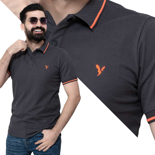 Men's clothing 24SM-31-5-2409-3-تيشرت بولو بيكا قطن – لون رصاصي غامق Polo-T-Shirt, تيشرت بولو  Pukkastyle ملابس رجالي