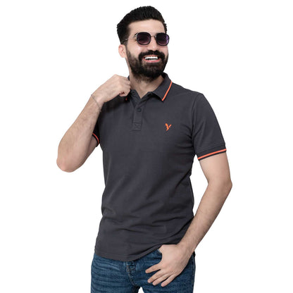 Men's clothing 24SM-31-5-2409-3-تيشرت بولو بيكا قطن – لون رصاصي غامق Polo-T-Shirt, تيشرت بولو  Pukkastyle ملابس رجالي