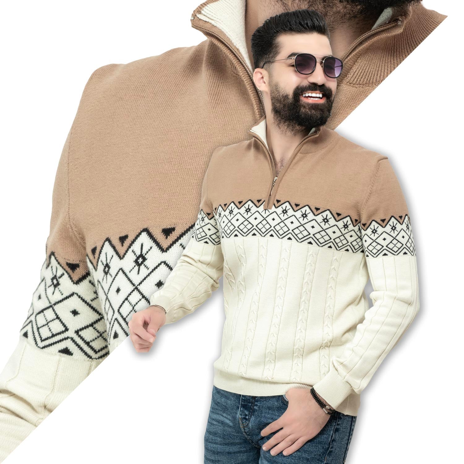 بلوفر -  ["Pullover","Pullover Woll knitwear","\u0628\u0644\u0648\u0641\u0631"] - 24WM-46-4-2558-بلوفر تريكو هاف كول بسوسته  - Pukkastyle تسوق ملابس رجالي اونلاين - Online shopping Men's Clothes