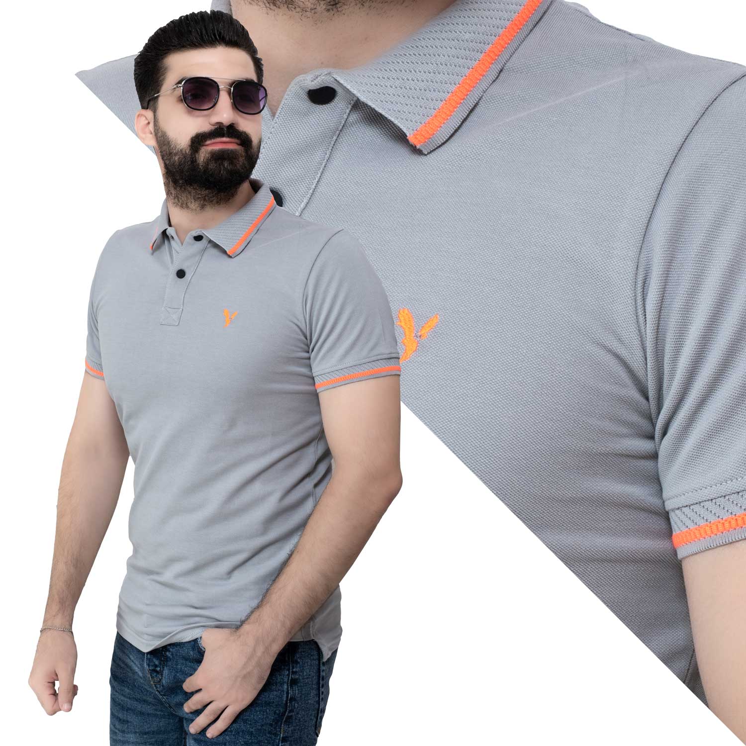 Men's clothing 24SM-31-5-2409-2-تيشرت بولو بيكا قطن – لون رصاصي Polo-T-Shirt, تيشرت بولو  Pukkastyle ملابس رجالي