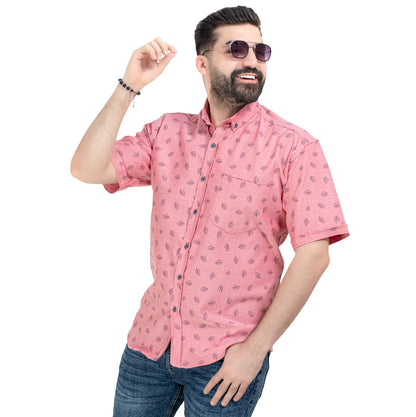 قميص نص كم قطن منقوش