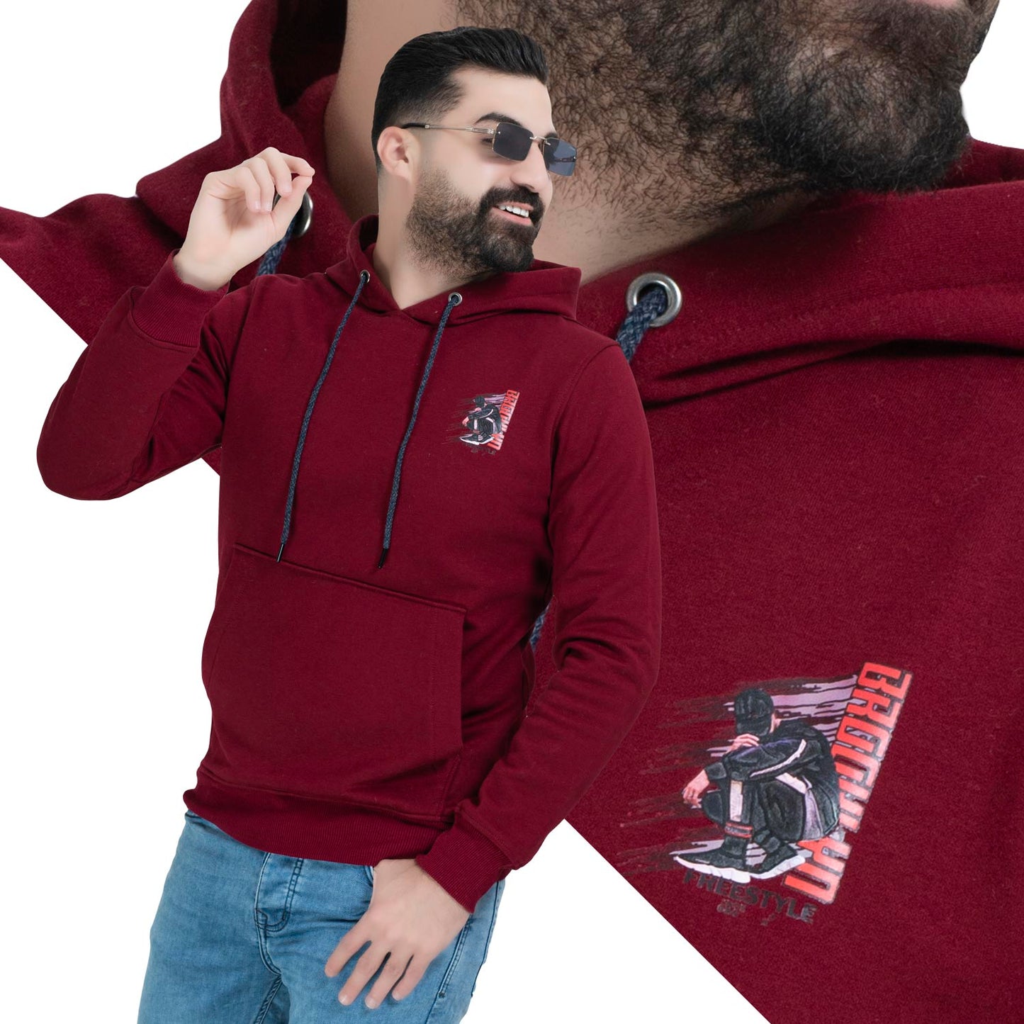 21wm-1-2-7-سويت شيرت مطبوع بكابشوه ميلتون قطن