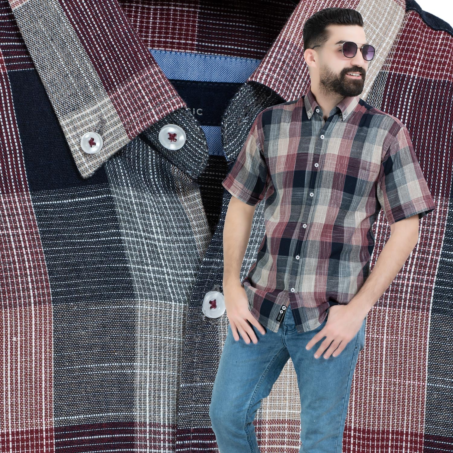 قميص نص كم -  ["Half-Sleeve","Half-Sleeve-Shirt","linen","Men's-Shirt","\u0642\u0637\u0646","\u0642\u0645\u064a\u0635 \u0646\u0635 \u0643\u0645","\u0642\u0645\u064a\u0635-\u0631\u062c\u0627\u0644\u064a","\u0643\u062a\u0627\u0646"] - 26SM-40-10-2601-قميص نص كم كتان كروه  - Pukkastyle تسوق ملابس رجالي اونلاين - Online shopping Men's Clothes