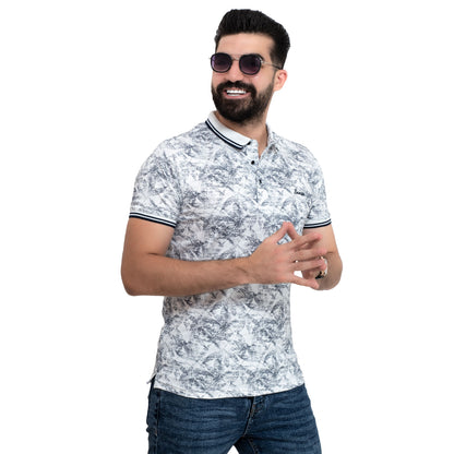 Men's clothing 24SM-7-5-7653-17-تيشرت بولو قطن مطبوع Polo-T-Shirt, تيشرت بولو  Pukkastyle ملابس رجالي