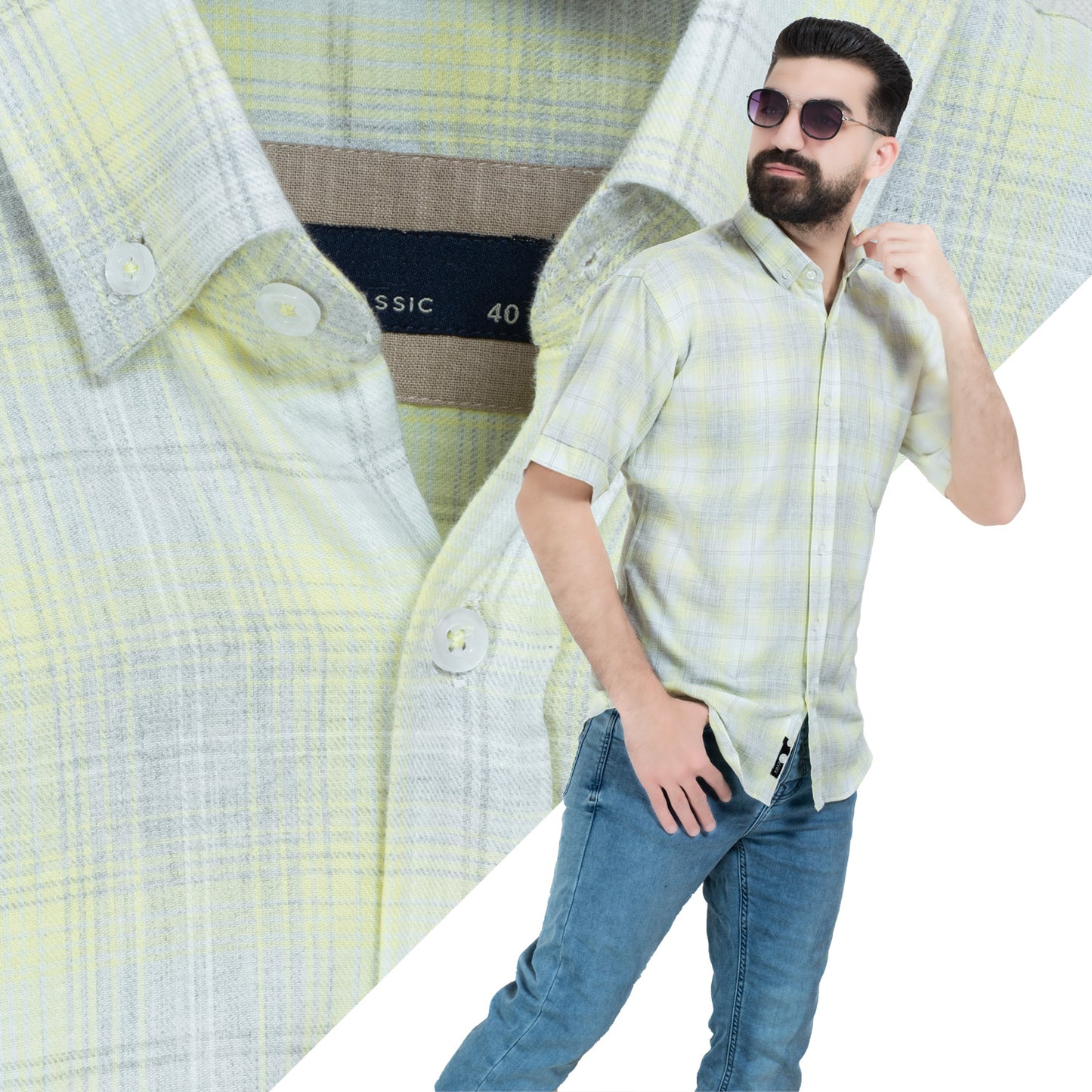 قميص نص كم -  ["Half-Sleeve","Half-Sleeve-Shirt","linen","Men's-Shirt","\u0642\u0637\u0646","\u0642\u0645\u064a\u0635 \u0646\u0635 \u0643\u0645","\u0642\u0645\u064a\u0635-\u0631\u062c\u0627\u0644\u064a","\u0643\u062a\u0627\u0646"] - 26SM-40-10-2609-قميص نص كم كتان كروه  - Pukkastyle تسوق ملابس رجالي اونلاين - Online shopping Men's Clothes