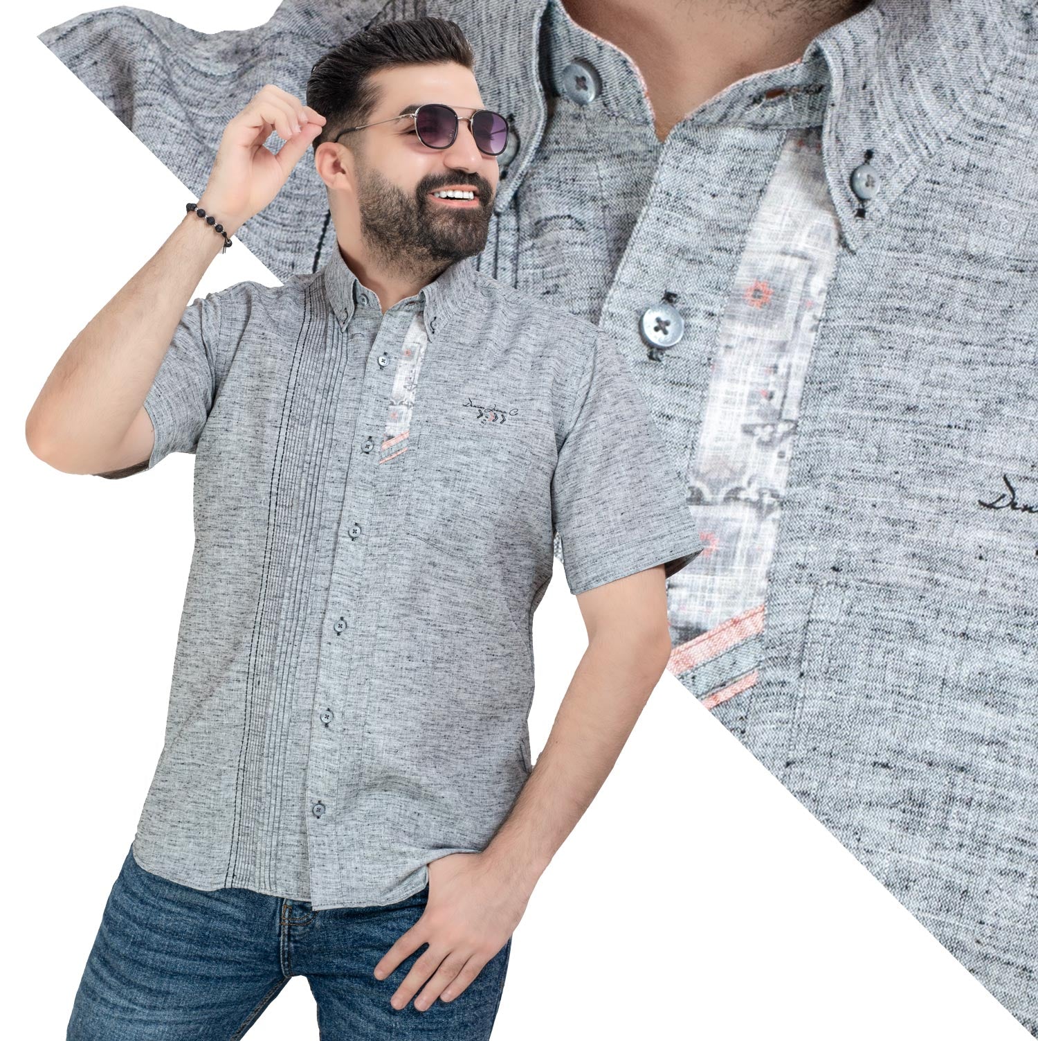 قميص نص كم -  ["Half-Sleeve","Half-Sleeve-Shirt","linen","Men's-Shirt","\u0642\u0637\u0646","\u0642\u0645\u064a\u0635 \u0646\u0635 \u0643\u0645","\u0642\u0645\u064a\u0635-\u0631\u062c\u0627\u0644\u064a","\u0643\u062a\u0627\u0646"] - 25SM-44-10-207-قميص نص كم كتان  - Pukkastyle تسوق ملابس رجالي اونلاين - Online shopping Men's Clothes