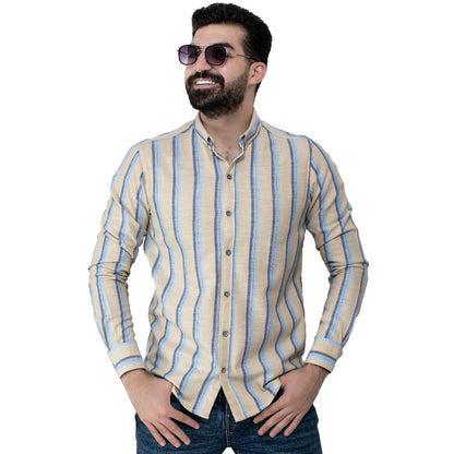 Men's clothing 24GM-39-7-2340-20-قميص مقلم باكمام طويله – خام قطن linen, Long-Sleeve-Shirt, Plain Shirt, ساده, قميص ساده, قميص كم طويل, كتان  Pukkastyle ملابس رجالي