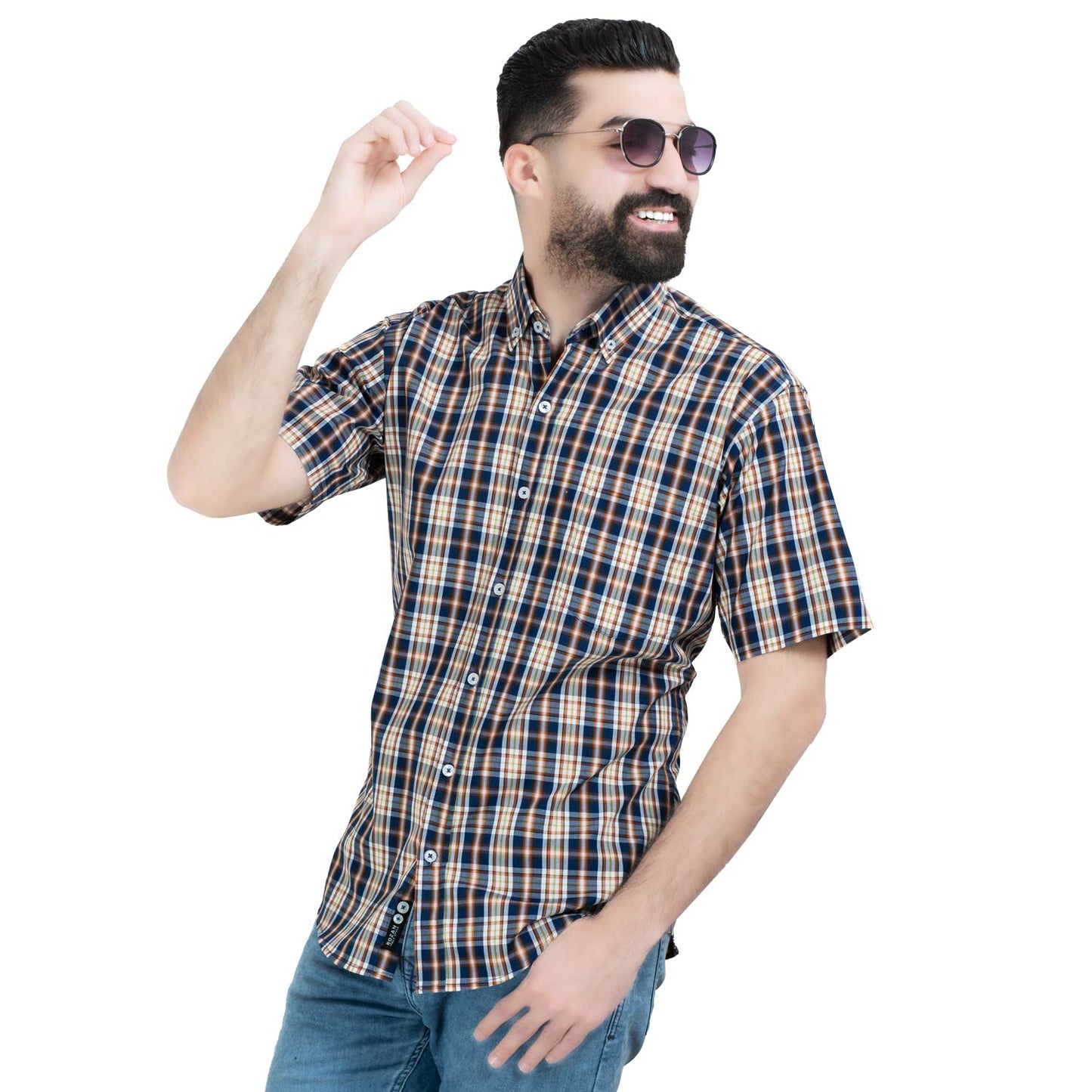 قميص نص كم -  ["Half-Sleeve","Half-Sleeve-Shirt","linen","Men's-Shirt","\u0642\u0637\u0646","\u0642\u0645\u064a\u0635 \u0646\u0635 \u0643\u0645","\u0642\u0645\u064a\u0635-\u0631\u062c\u0627\u0644\u064a","\u0643\u062a\u0627\u0646"] - 26SM-40-10-2612-قميص نص كم قطن كروه  - Pukkastyle تسوق ملابس رجالي اونلاين - Online shopping Men's Clothes