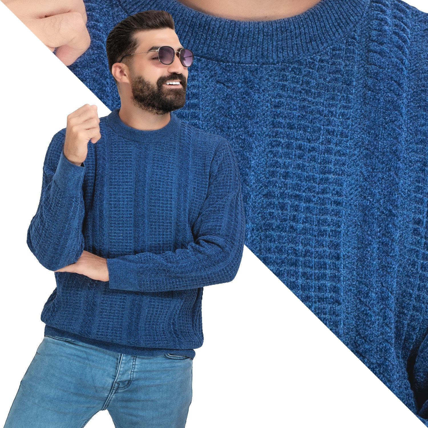 بلوفر -  ["Pullover","Pullover Woll knitwear","\u0628\u0644\u0648\u0641\u0631"] - 25WM-59-4-377-بلوفر قطيفه روند  - Pukkastyle تسوق ملابس رجالي اونلاين - Online shopping Men's Clothes
