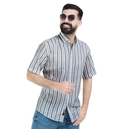قميص نص كم -  ["Half-Sleeve","Half-Sleeve-Shirt","linen","Men's-Shirt","\u0642\u0637\u0646","\u0642\u0645\u064a\u0635 \u0646\u0635 \u0643\u0645","\u0642\u0645\u064a\u0635-\u0631\u062c\u0627\u0644\u064a","\u0643\u062a\u0627\u0646"] - 26SM-40-10-2603-قميص نص كم كتان مقلم  - Pukkastyle تسوق ملابس رجالي اونلاين - Online shopping Men's Clothes