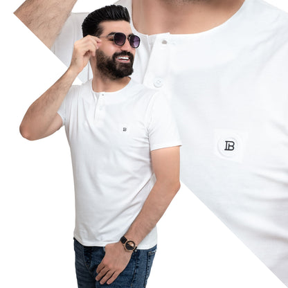 Men's clothing 24SM-19-9-730-17-تيشيرت عبايه قطن سنجل ليكرا – لوون أبيض Cotton T-shirt, تيشرت روند, تيشرت قطن  Pukkastyle ملابس رجالي