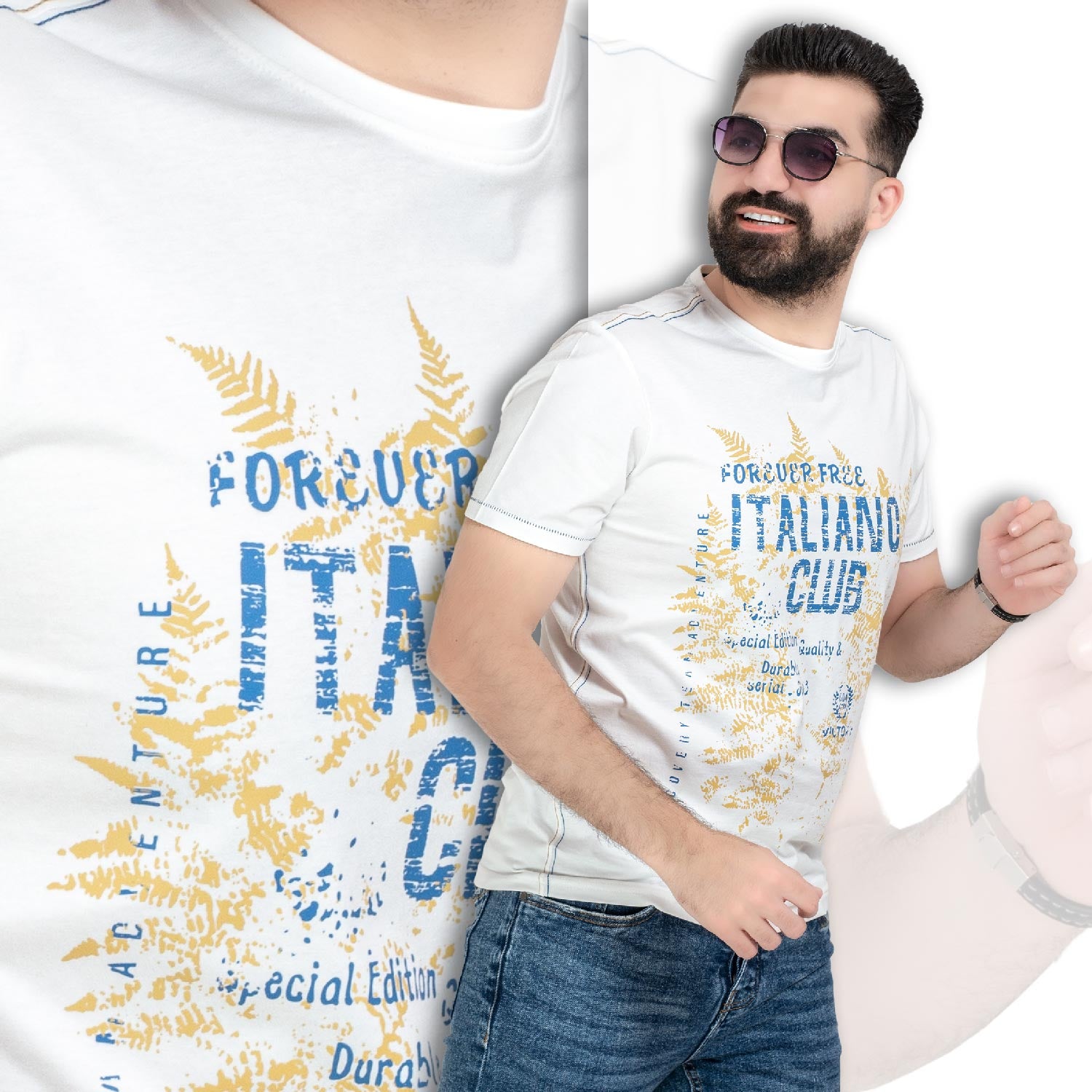 تيشرت روند -  ["Cotton T-shirt","last","Last chance","Tee","Tshirt","\u062a\u064a\u0634\u0631\u062a \u0631\u0648\u0646\u062f","\u062a\u064a\u0634\u0631\u062a \u0642\u0637\u0646"] - تيشرت روند قطن مطبوع  - Pukkastyle تسوق ملابس رجالي اونلاين - Online shopping Men's Clothes