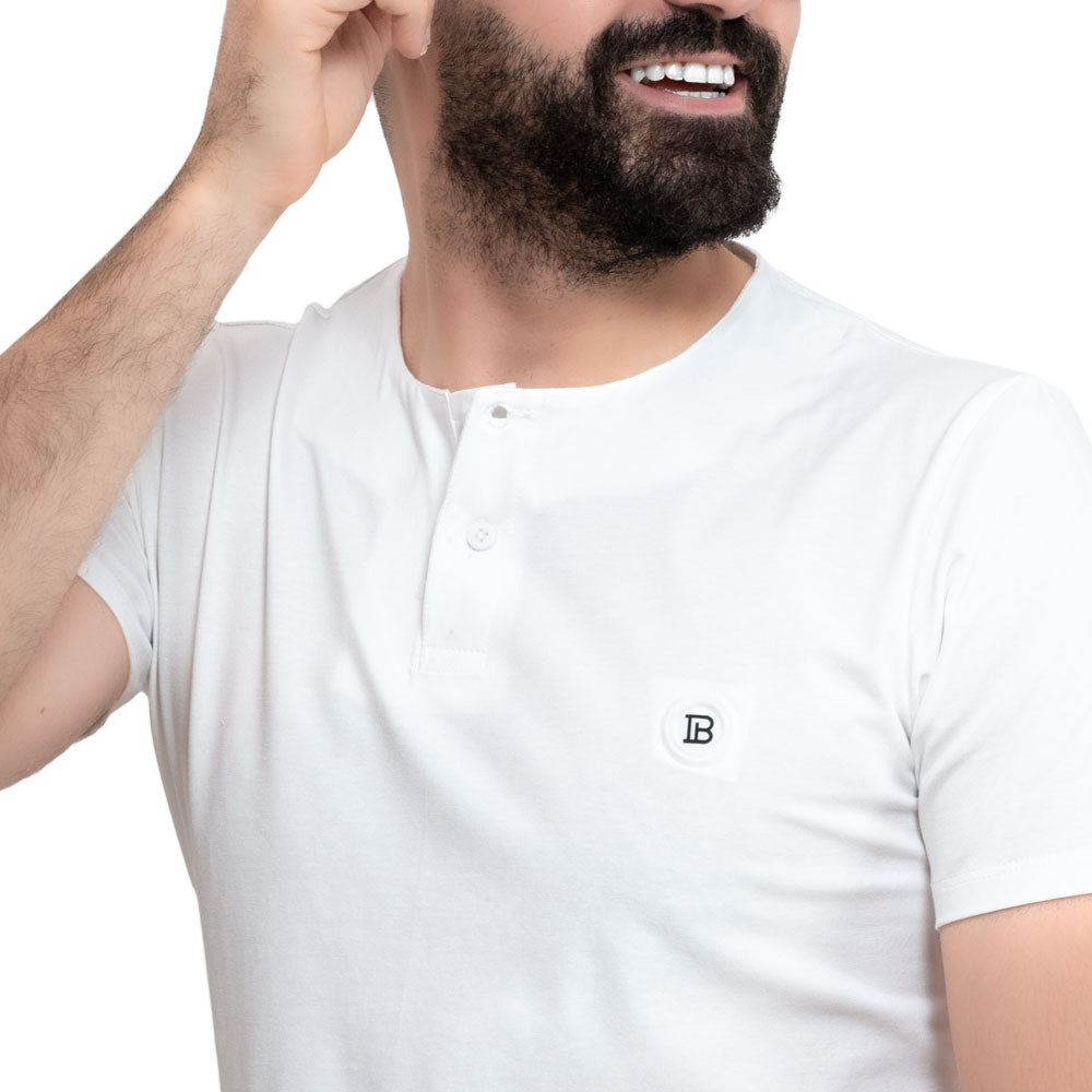 Men's clothing 24SM-19-9-730-17-تيشيرت عبايه قطن سنجل ليكرا – لوون أبيض Cotton T-shirt, تيشرت روند, تيشرت قطن  Pukkastyle ملابس رجالي