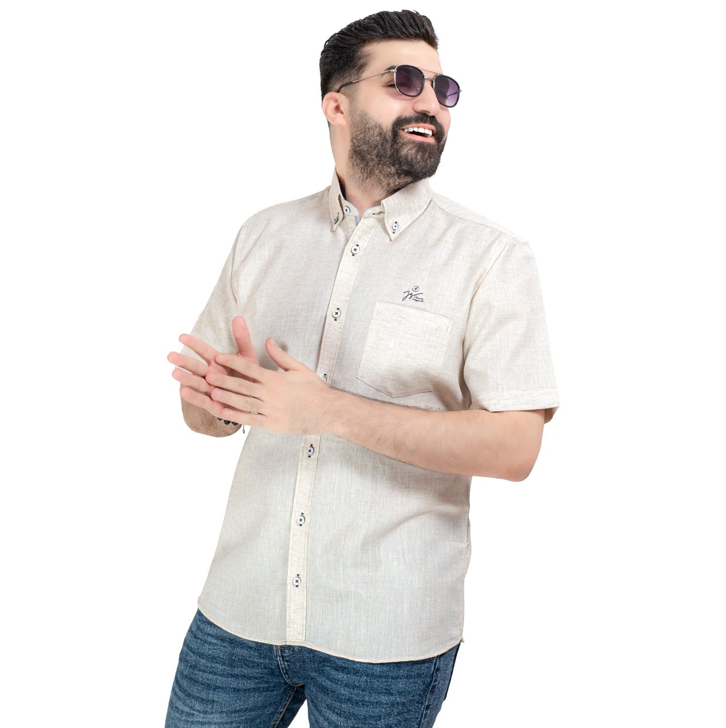 قميص نص كم كتان