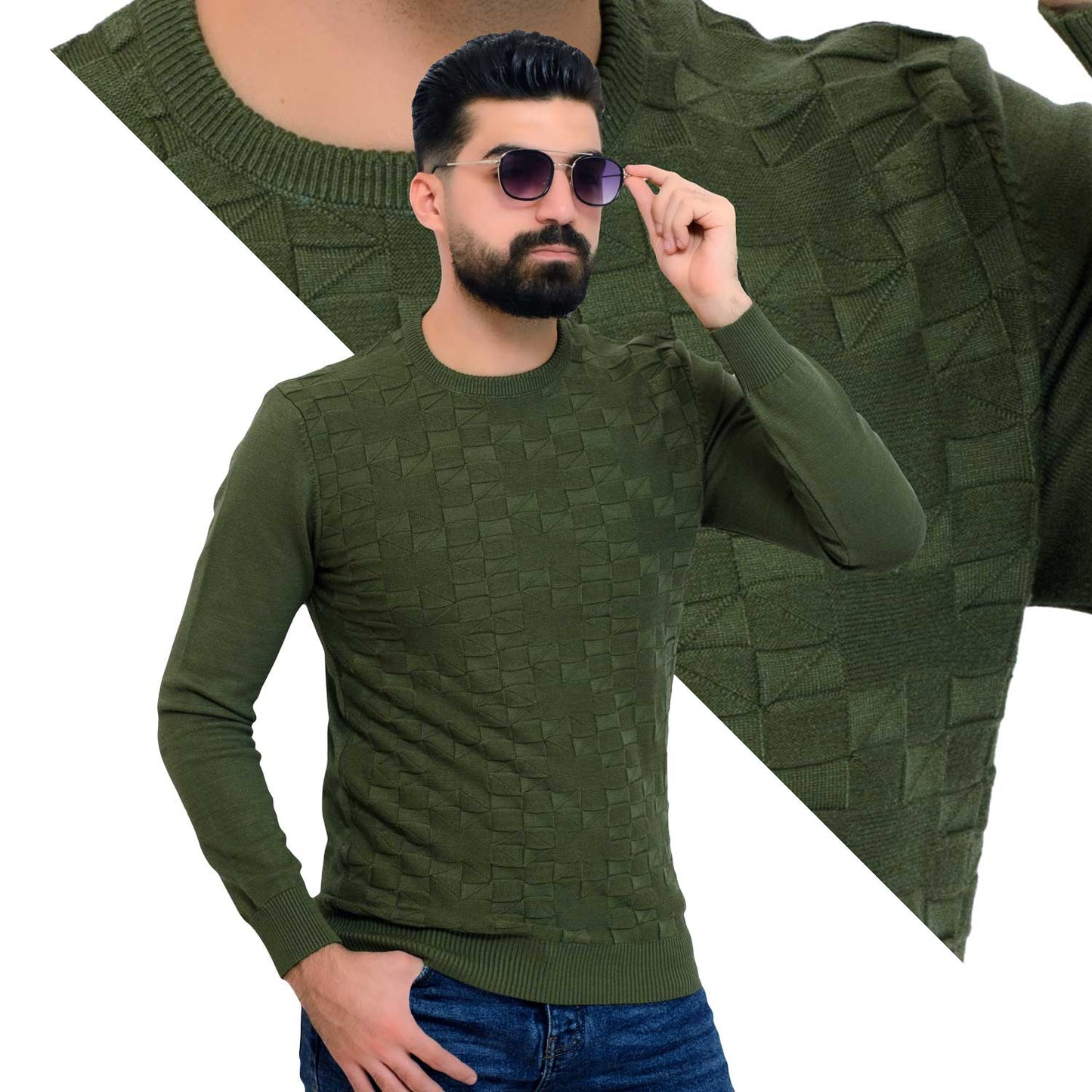 Men's clothing 23WM-25-4-607-14-بلوفر صوف تريكو Pullover Woll knitwear, بلوفر  Pukkastyle ملابس رجالي