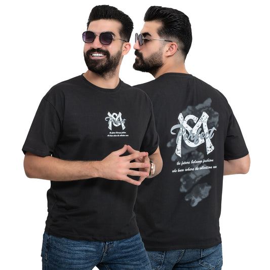 Men's clothing 24SM-19-9-703-1-تيشيرت أوفر سايز قطن سنجل ليكرا Cotton T-shirt, تيشرت روند, تيشرت قطن  Pukkastyle ملابس رجالي