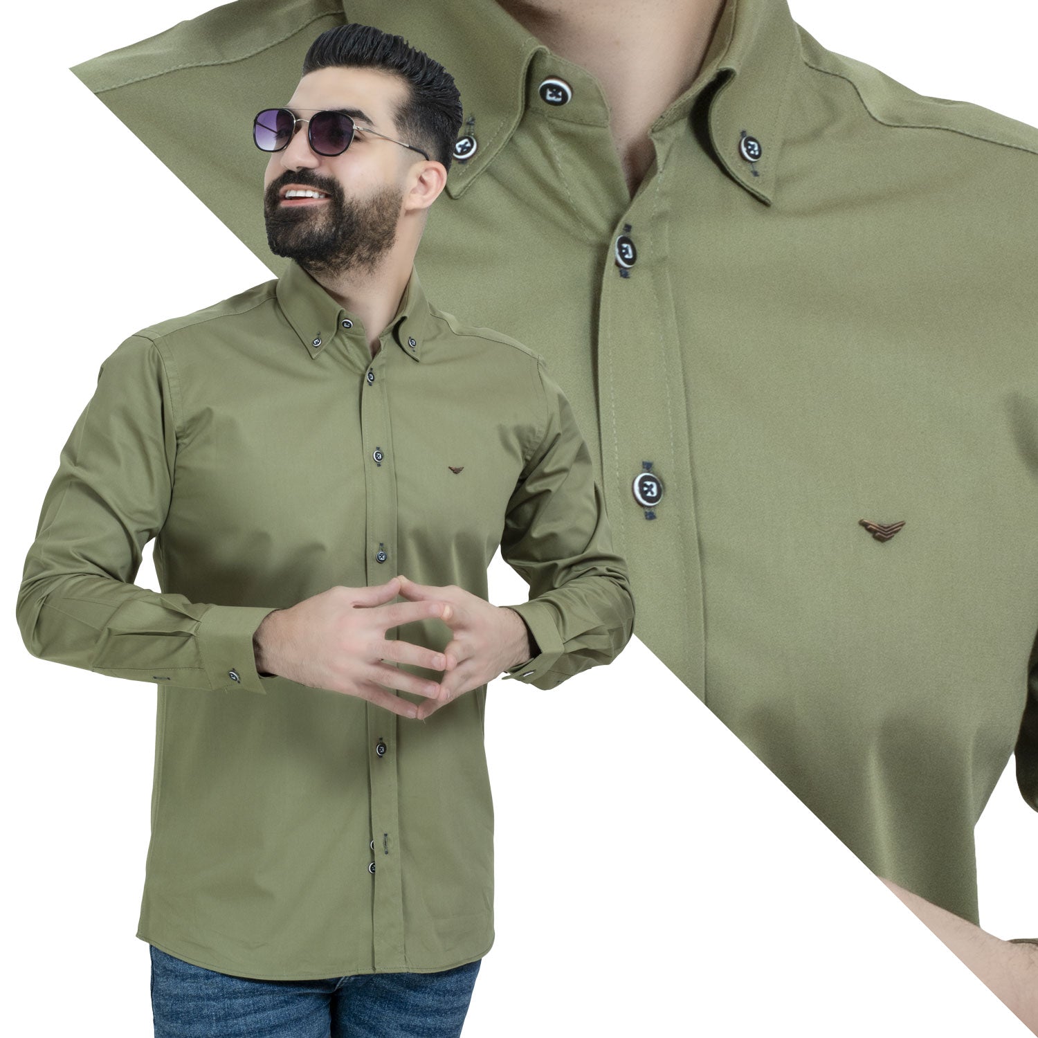 قميص كم طويل -  ["Check Shirt","Gabardine","Long-Sleeve-Shirt","\u062c\u0628\u0631\u062f\u064a\u0646","\u0642\u0645\u064a\u0635 \u0643\u0645 \u0637\u0648\u064a\u0644","\u0643\u0627\u0631\u0648\u0647\u0627\u062a"] - قميص قطن ساده باكامام طويله  - Pukkastyle تسوق ملابس رجالي اونلاين - Online shopping Men's Clothes
