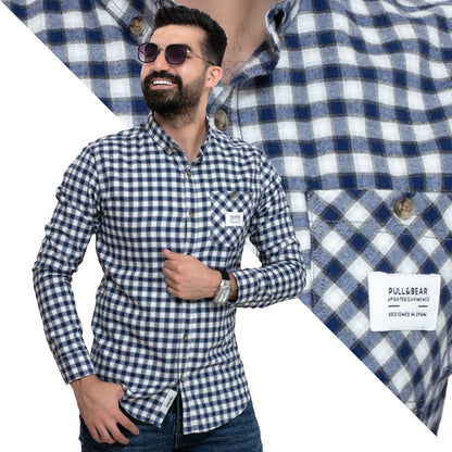 Men's clothing 24GM-7-7-2406-4-قميص كاروه باكمام طويله - خام قطن linen, Long-Sleeve-Shirt, Plain Shirt, ساده, قميص ساده, قميص كم طويل, كتان  Pukkastyle ملابس رجالي