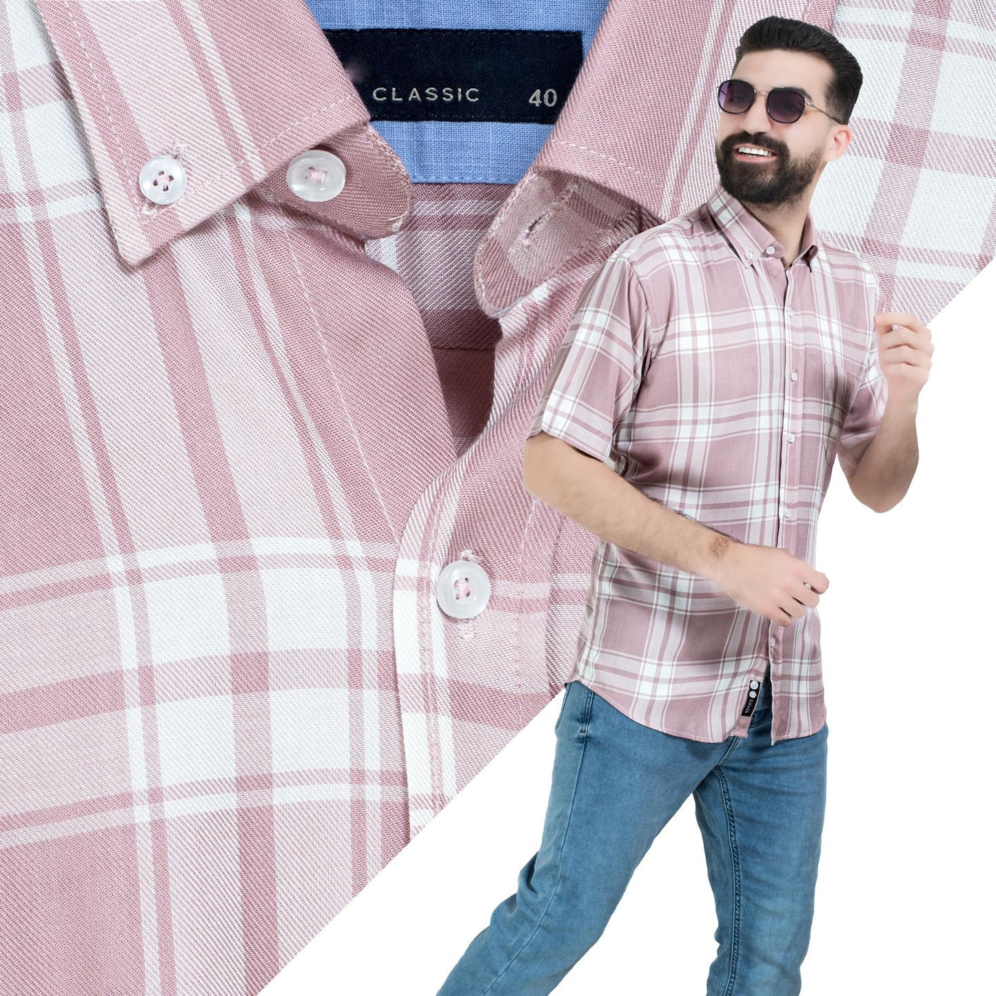 قميص نص كم -  ["Half-Sleeve","Half-Sleeve-Shirt","linen","Men's-Shirt","\u0642\u0637\u0646","\u0642\u0645\u064a\u0635 \u0646\u0635 \u0643\u0645","\u0642\u0645\u064a\u0635-\u0631\u062c\u0627\u0644\u064a","\u0643\u062a\u0627\u0646"] - 26SM-40-10-2604-قميص نص كم قطن كروه  - Pukkastyle تسوق ملابس رجالي اونلاين - Online shopping Men's Clothes