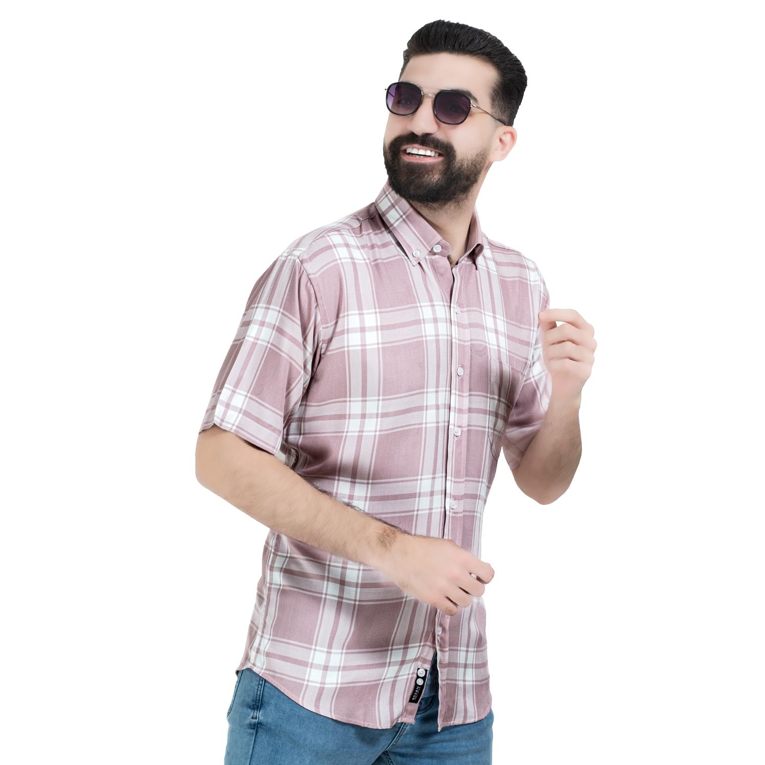 قميص نص كم -  ["Half-Sleeve","Half-Sleeve-Shirt","linen","Men's-Shirt","\u0642\u0637\u0646","\u0642\u0645\u064a\u0635 \u0646\u0635 \u0643\u0645","\u0642\u0645\u064a\u0635-\u0631\u062c\u0627\u0644\u064a","\u0643\u062a\u0627\u0646"] - 26SM-40-10-2604-قميص نص كم قطن كروه  - Pukkastyle تسوق ملابس رجالي اونلاين - Online shopping Men's Clothes