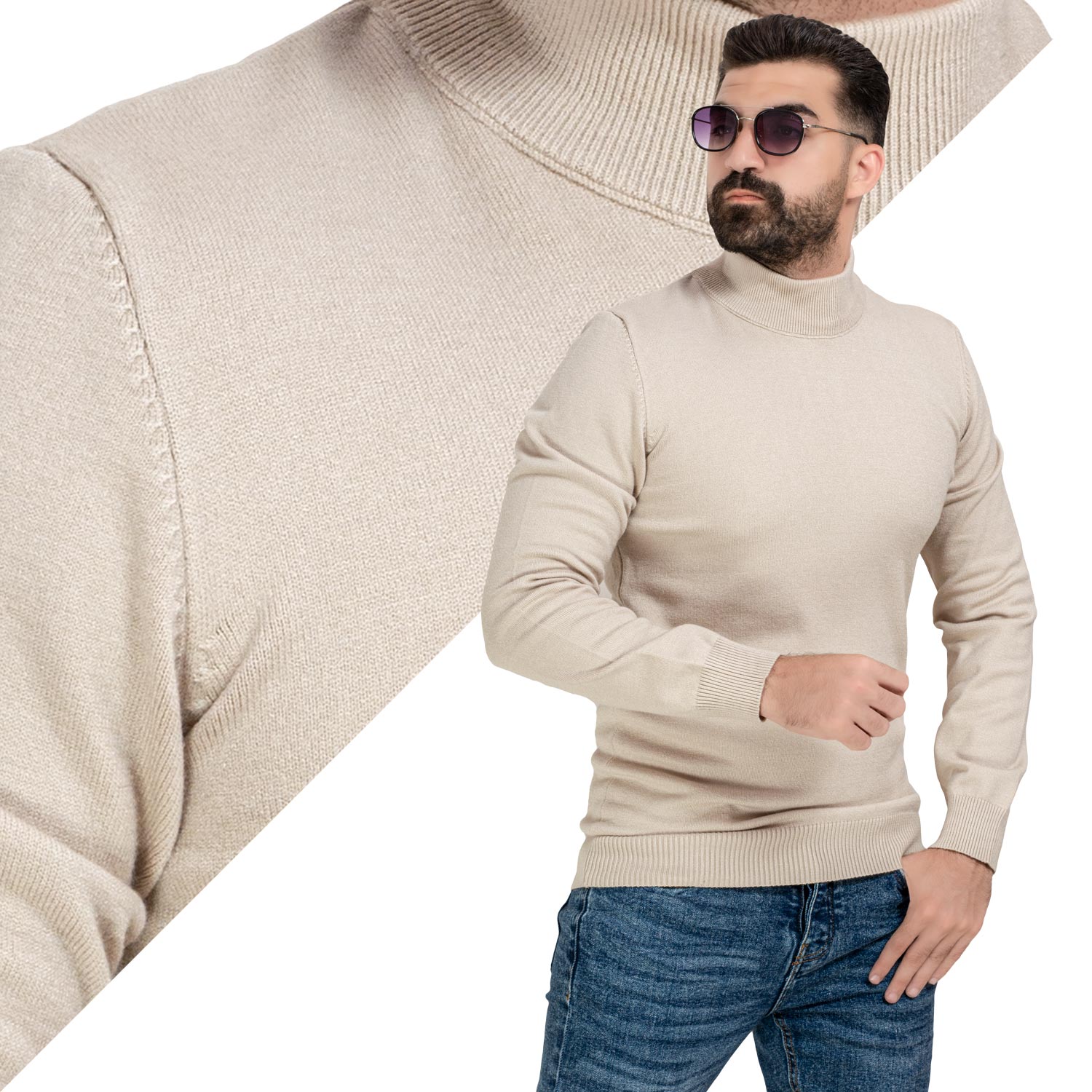 بلوفر -  ["Pullover","Pullover Woll knitwear","\u0628\u0644\u0648\u0641\u0631"] - 25WM-25-4-103-هاف كول صوف ساده  - Pukkastyle تسوق ملابس رجالي اونلاين - Online shopping Men's Clothes