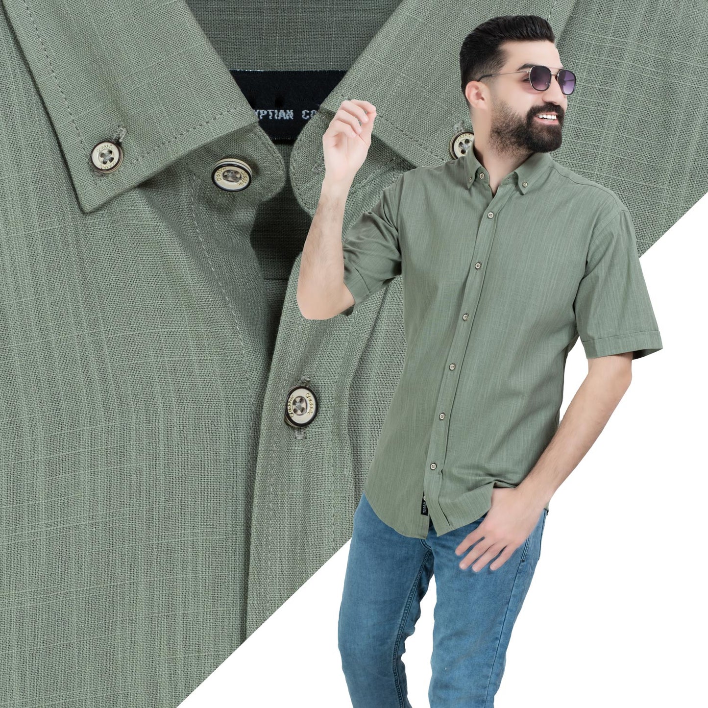 قميص نص كم -  ["Half-Sleeve","Half-Sleeve-Shirt","linen","Men's-Shirt","\u0642\u0637\u0646","\u0642\u0645\u064a\u0635 \u0646\u0635 \u0643\u0645","\u0642\u0645\u064a\u0635-\u0631\u062c\u0627\u0644\u064a","\u0643\u062a\u0627\u0646"] - 25SM-40-10-R2509-قميص كتان ساده نص كم  - Pukkastyle تسوق ملابس رجالي اونلاين - Online shopping Men's Clothes