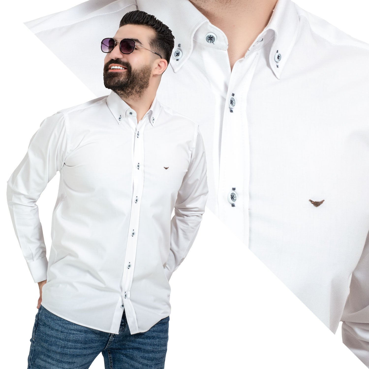 قميص كم طويل -  ["Check Shirt","Gabardine","Long-Sleeve-Shirt","\u062c\u0628\u0631\u062f\u064a\u0646","\u0642\u0645\u064a\u0635 \u0643\u0645 \u0637\u0648\u064a\u0644","\u0643\u0627\u0631\u0648\u0647\u0627\u062a"] - قميص قطن ساده باكامام طويله  - Pukkastyle تسوق ملابس رجالي اونلاين - Online shopping Men's Clothes