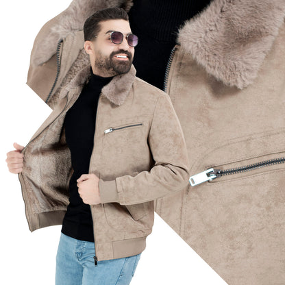 25WM-3-3-5803-جاكيت جلد طبيعي مستورد مبطن فرو