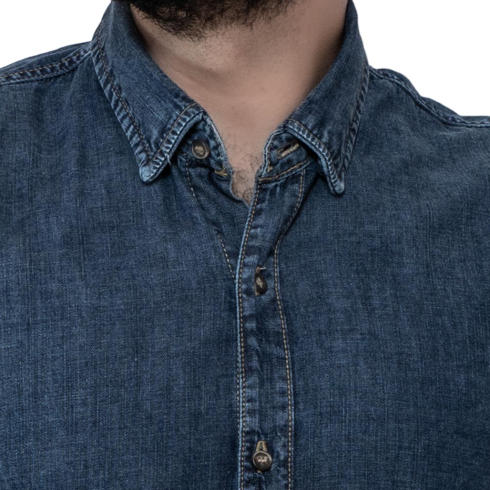 Men's clothing 24GM-34-7-759-16-قميص جينز باكمام طويلة linen, Long-Sleeve-Shirt, Plain Shirt, ساده, قميص ساده, قميص كم طويل, كتان  Pukkastyle ملابس رجالي