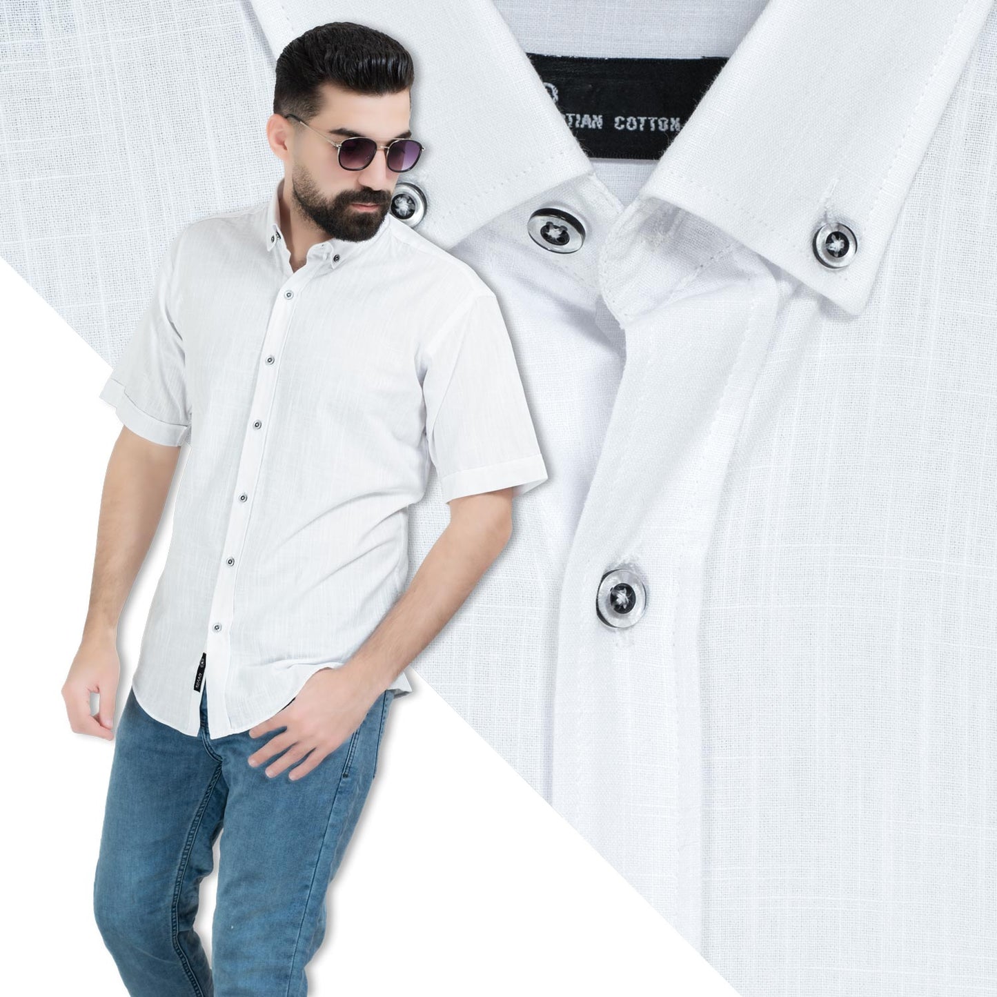 قميص نص كم -  ["Half-Sleeve","Half-Sleeve-Shirt","linen","Men's-Shirt","\u0642\u0637\u0646","\u0642\u0645\u064a\u0635 \u0646\u0635 \u0643\u0645","\u0642\u0645\u064a\u0635-\u0631\u062c\u0627\u0644\u064a","\u0643\u062a\u0627\u0646"] - 25SM-40-10-R2509-قميص كتان ساده نص كم  - Pukkastyle تسوق ملابس رجالي اونلاين - Online shopping Men's Clothes