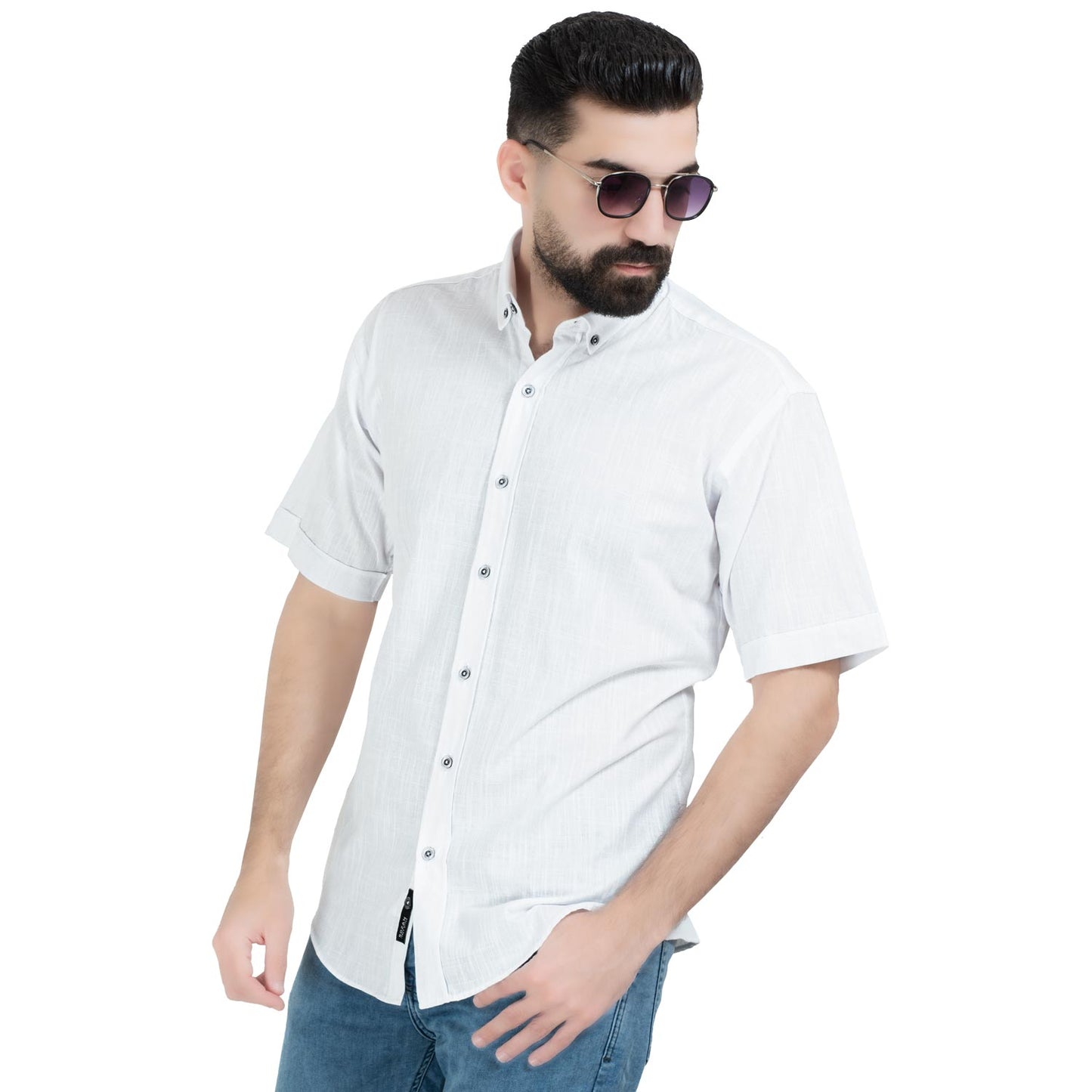 قميص نص كم -  ["Half-Sleeve","Half-Sleeve-Shirt","linen","Men's-Shirt","\u0642\u0637\u0646","\u0642\u0645\u064a\u0635 \u0646\u0635 \u0643\u0645","\u0642\u0645\u064a\u0635-\u0631\u062c\u0627\u0644\u064a","\u0643\u062a\u0627\u0646"] - 25SM-40-10-R2509-قميص كتان ساده نص كم  - Pukkastyle تسوق ملابس رجالي اونلاين - Online shopping Men's Clothes
