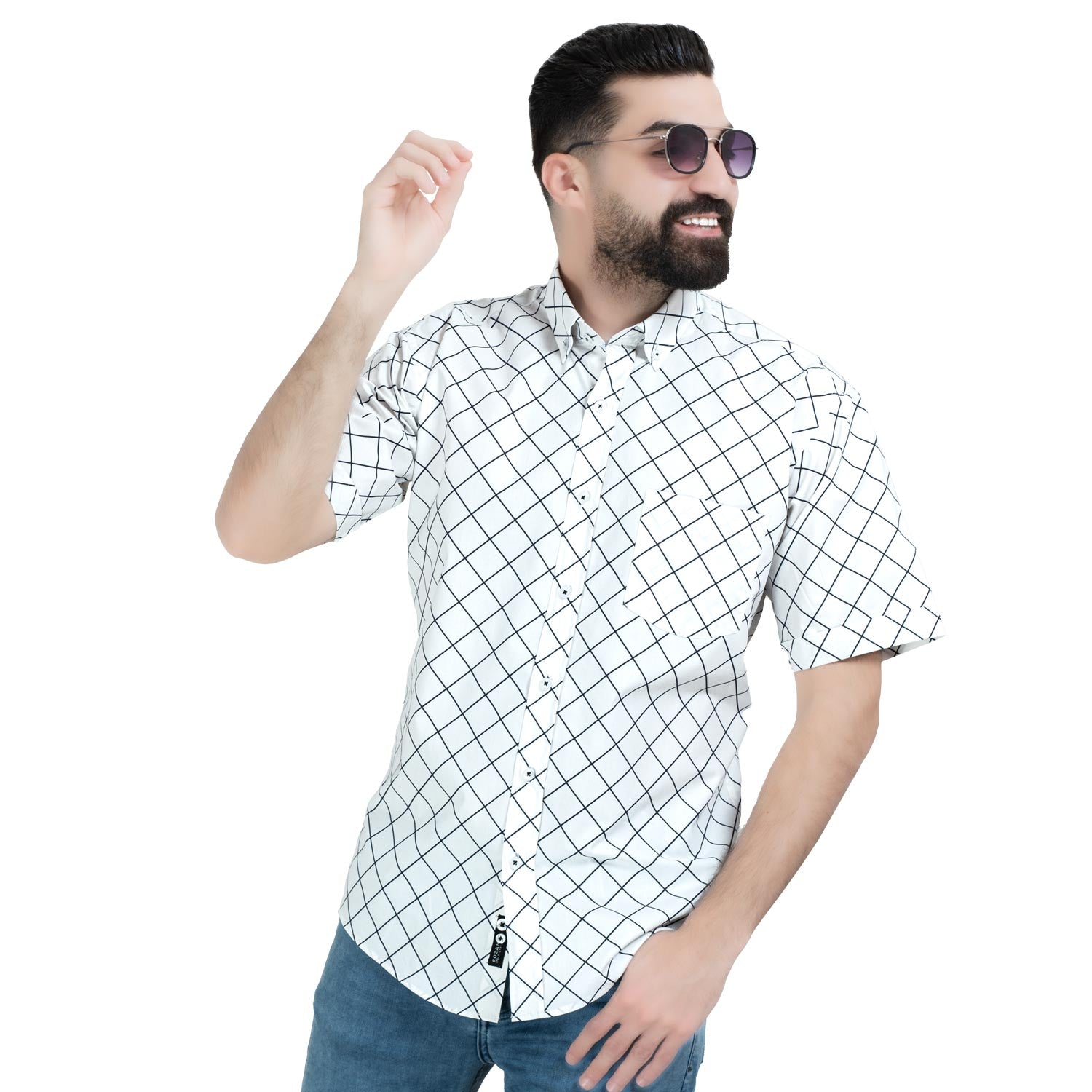 قميص نص كم -  ["Half-Sleeve","Half-Sleeve-Shirt","linen","Men's-Shirt","\u0642\u0637\u0646","\u0642\u0645\u064a\u0635 \u0646\u0635 \u0643\u0645","\u0642\u0645\u064a\u0635-\u0631\u062c\u0627\u0644\u064a","\u0643\u062a\u0627\u0646"] - 26SM-40-10-2611-قميص نص كم قطن كروه  - Pukkastyle تسوق ملابس رجالي اونلاين - Online shopping Men's Clothes